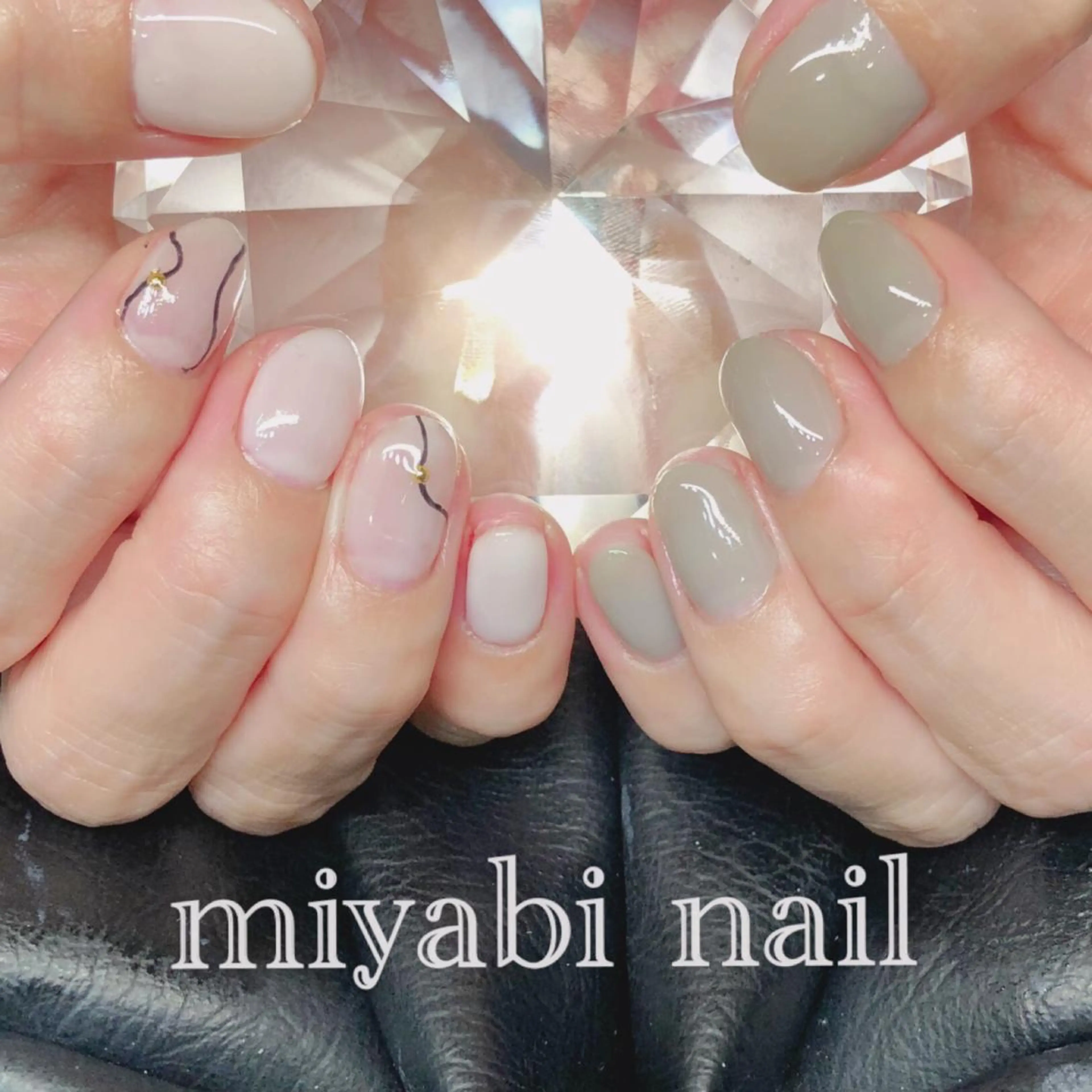 ネイル アートネイル ブラウン 長さ出し ジェルネイル 持ち込み ハンドネイル miyabi nail 桂川駅近くのネイルデザイン