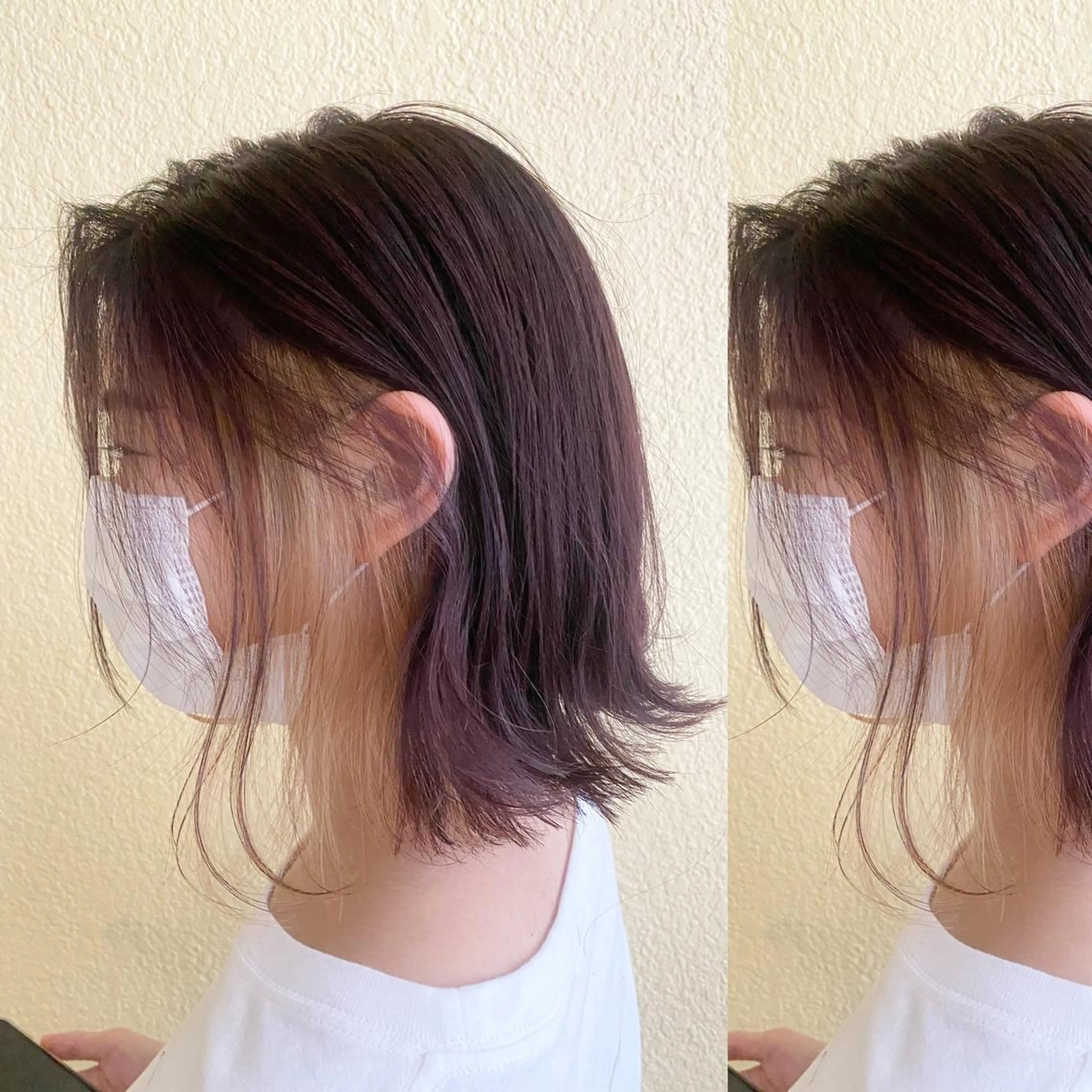 ミディアム カラー ベージュカラー ピンクカラー カット ヘアカラー トリートメント ツキノキ ミナのヘアスタイル