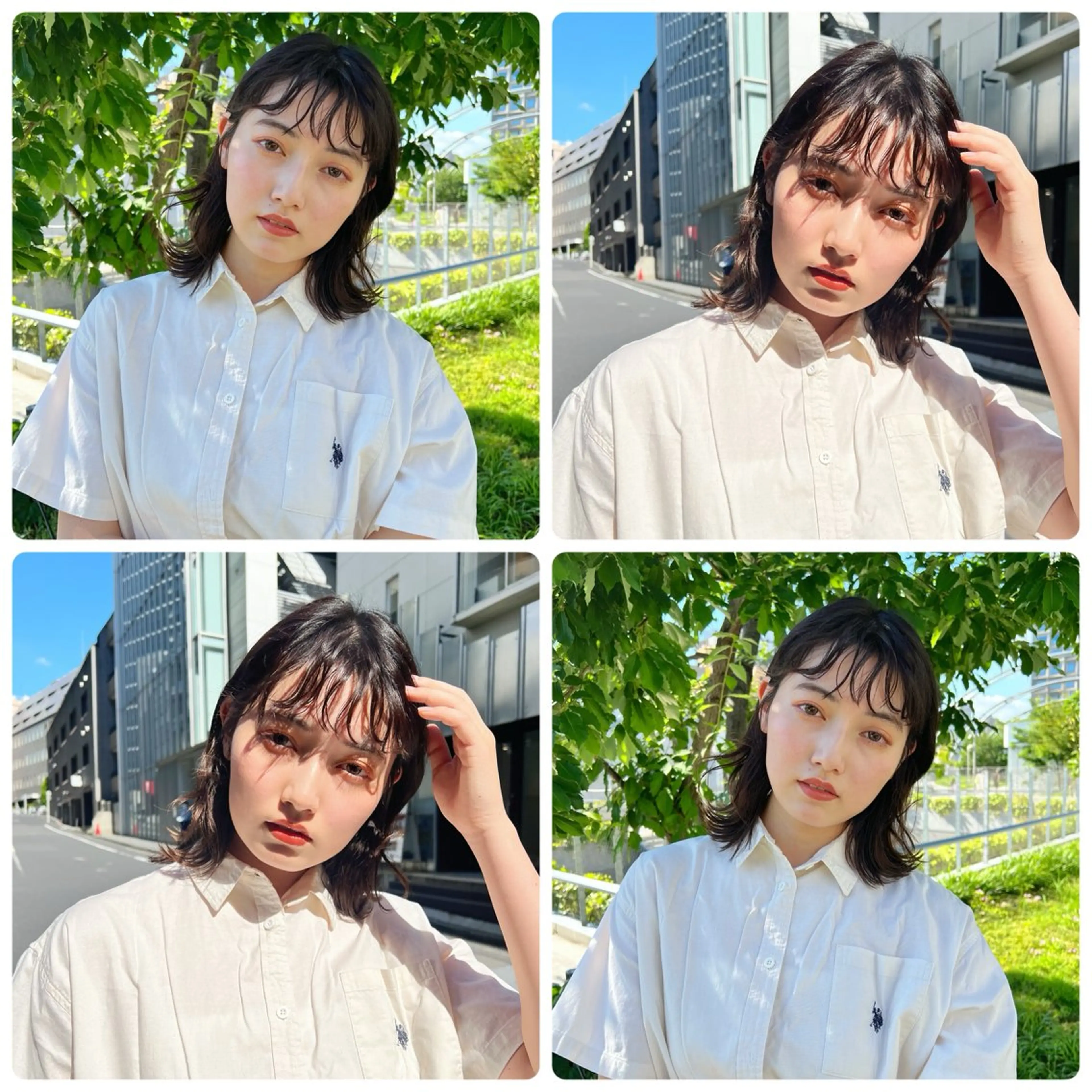 ミディアム カラー パーマ 暖色/ダブルカラー/ オレンジ/まどか🍊のヘアスタイル