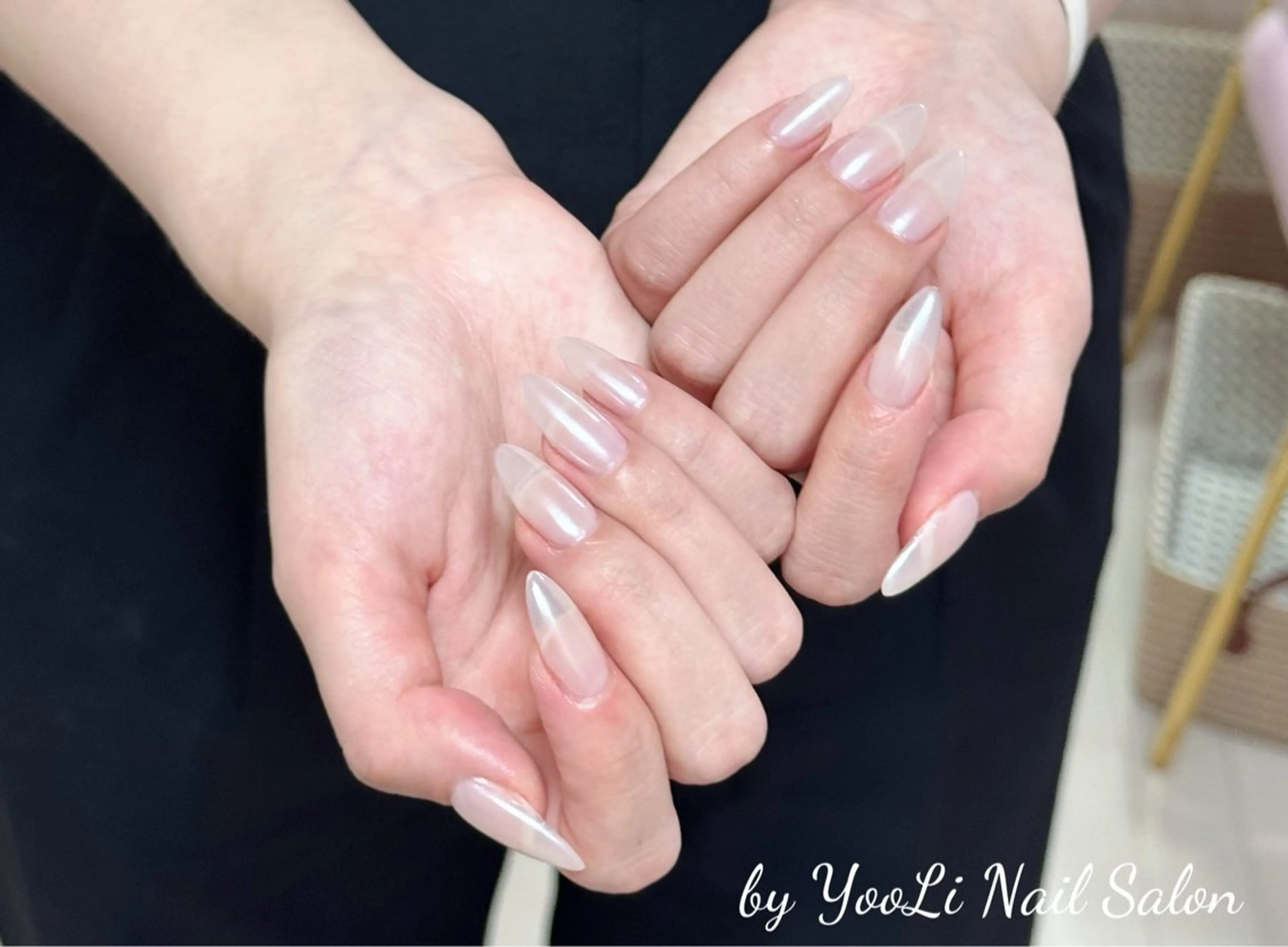 ネイル アートネイル オーロラネイル チークネイル フレンチネイル ガラスフレンチ ハンドネイル 🎀🎀YooLi Nail Salonのネイルデザイン