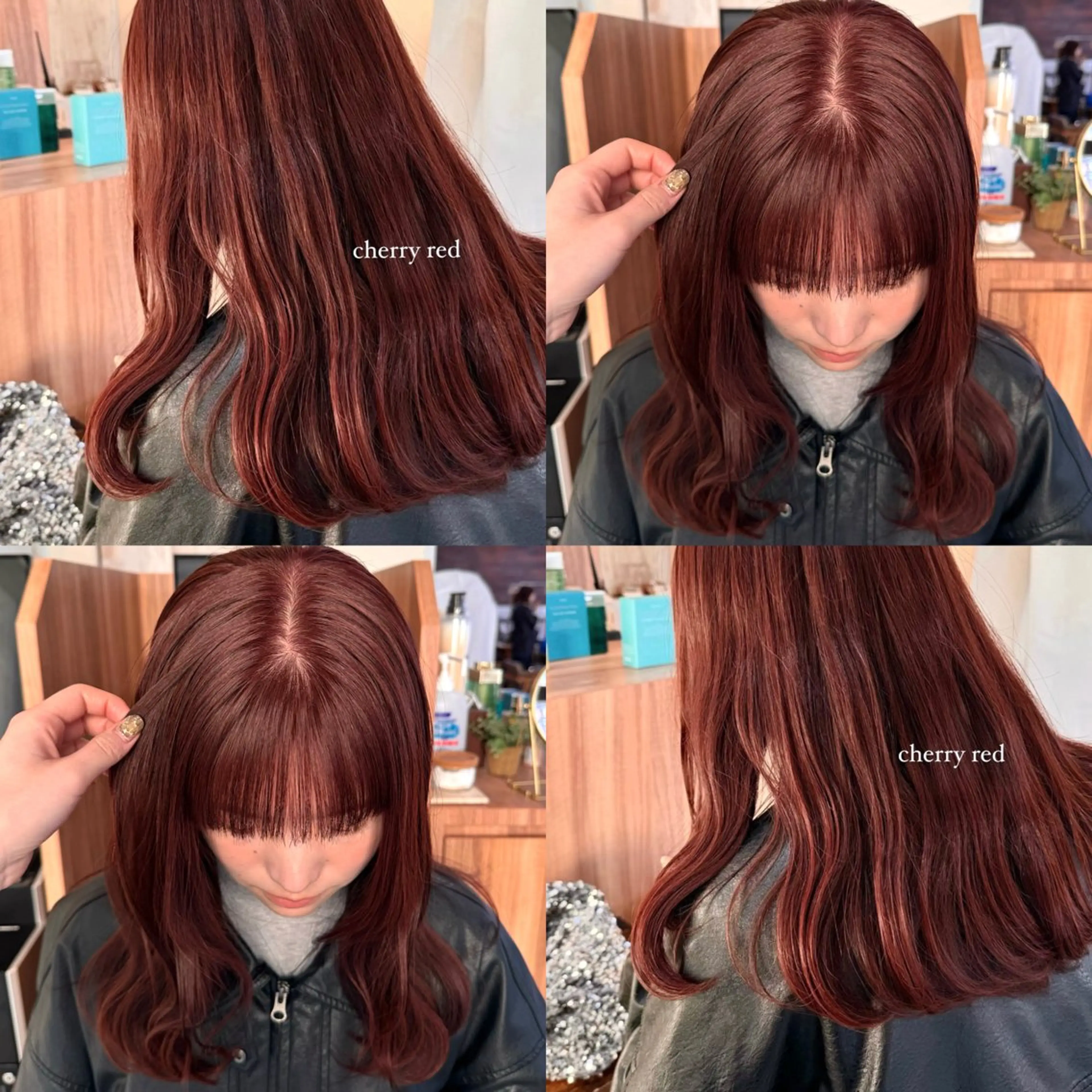 ミディアム カラー レッドカラー yuuka/ボブ/ダ ブルカラー/髪質改善のヘアスタイル