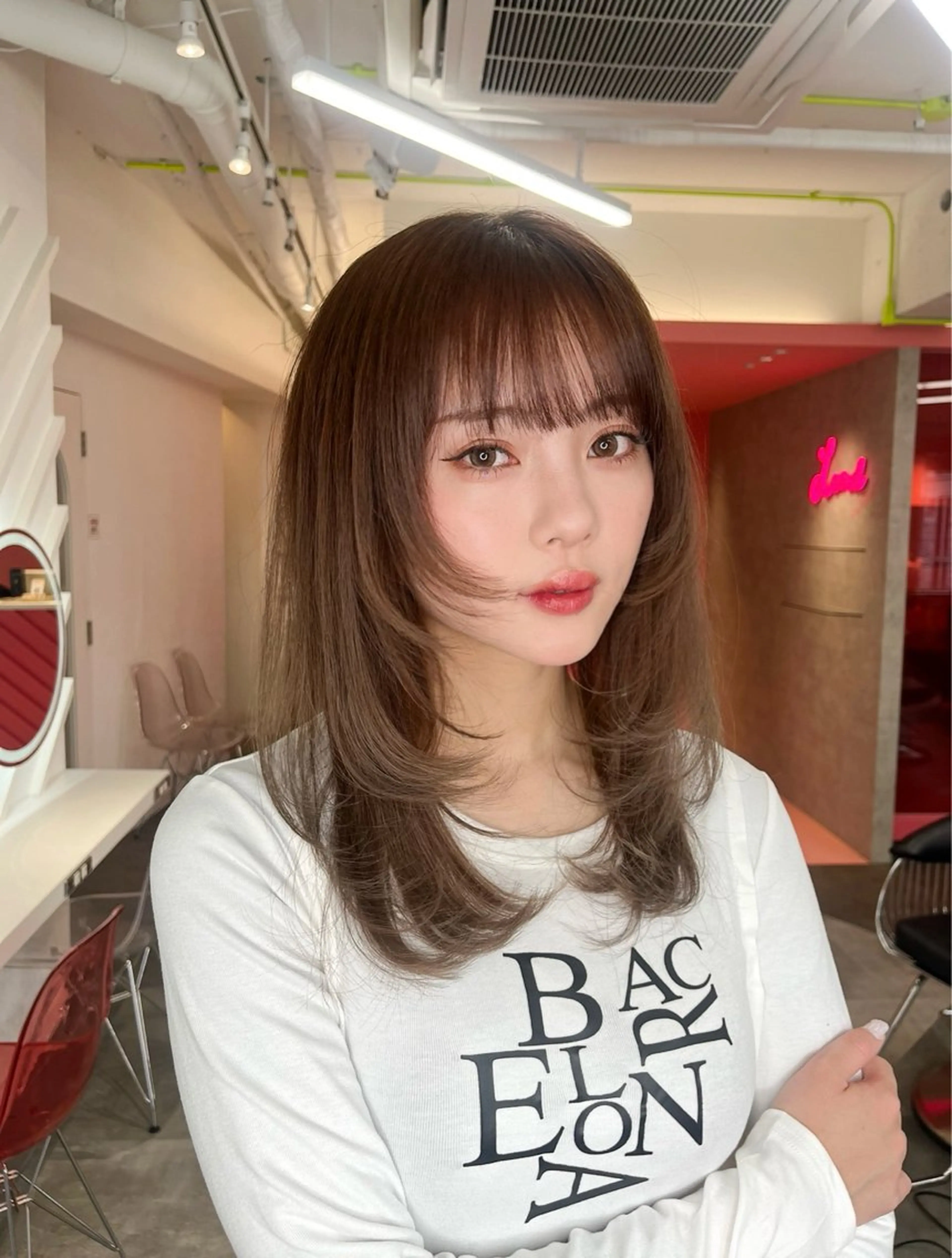 ミディアム 山崎/ボブ縮毛矯正 レイヤー髪質改善のヘアスタイル