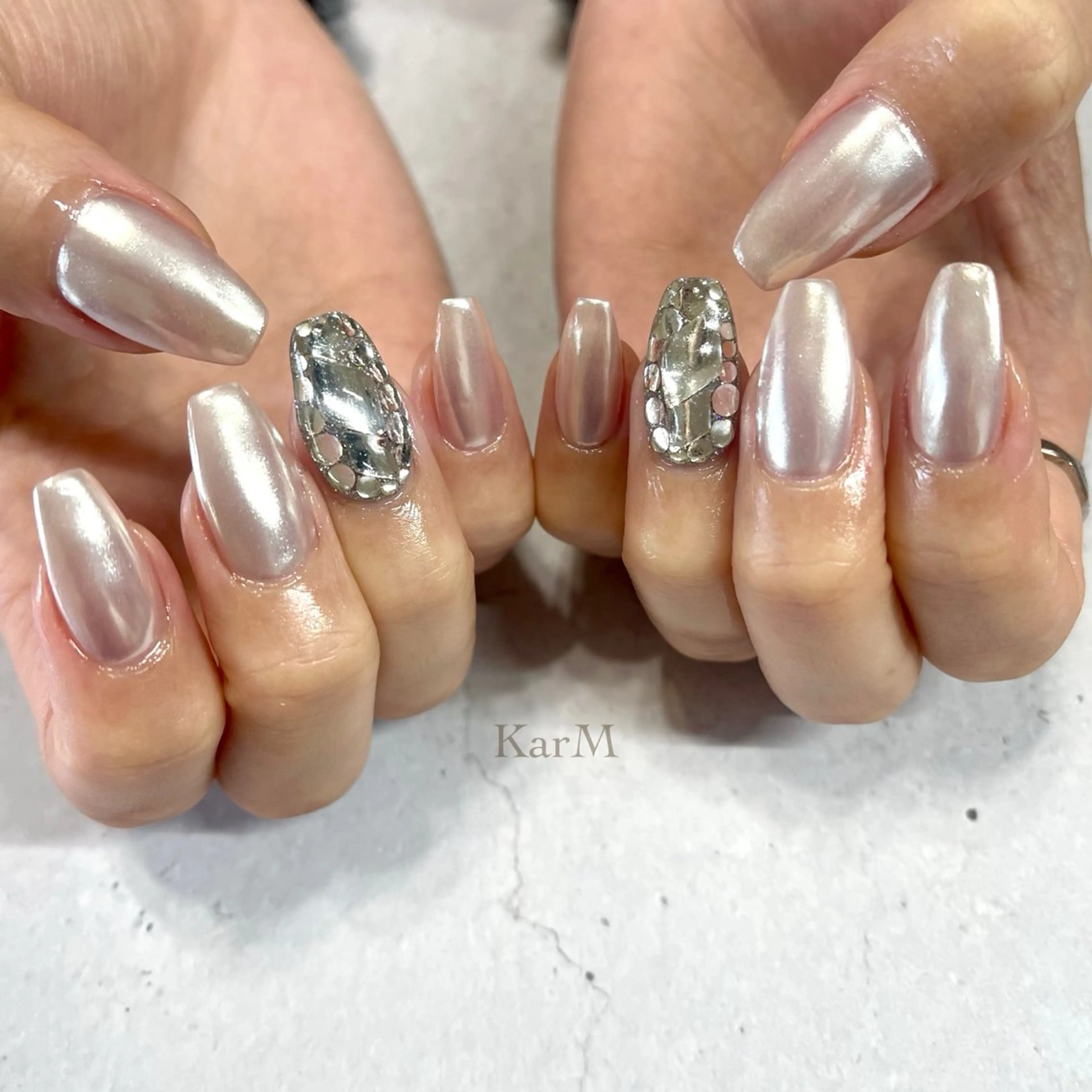 ネイル オーロラネイル チークネイル フラッシュネイル フレンチネイル グラデーション ハンドネイル ogino karinのネイルデザイン