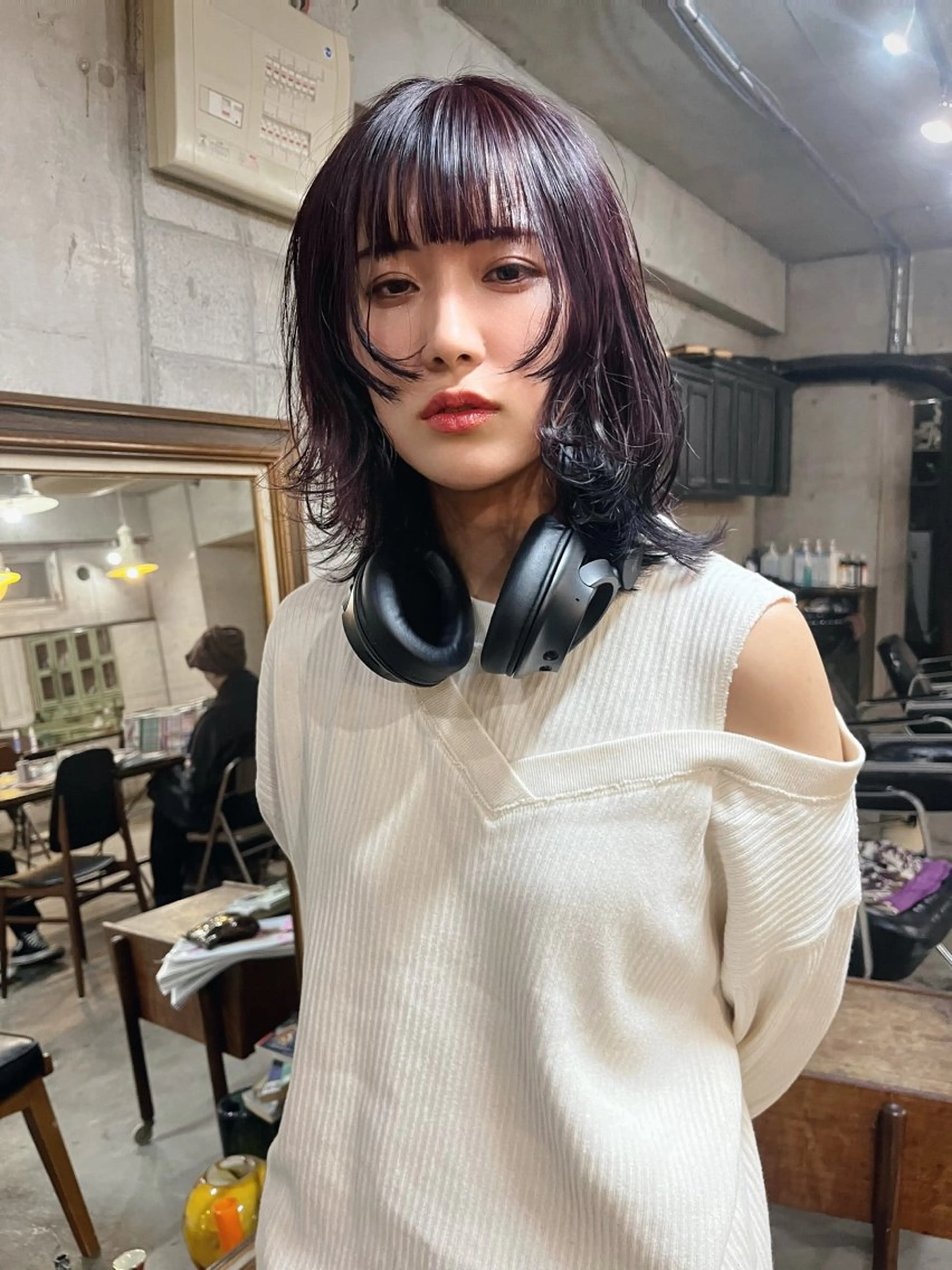 ミディアム カラー カット ヘアカラー トリートメント ハイトーン/顔まわり レイヤー/YUKAのヘアスタイル