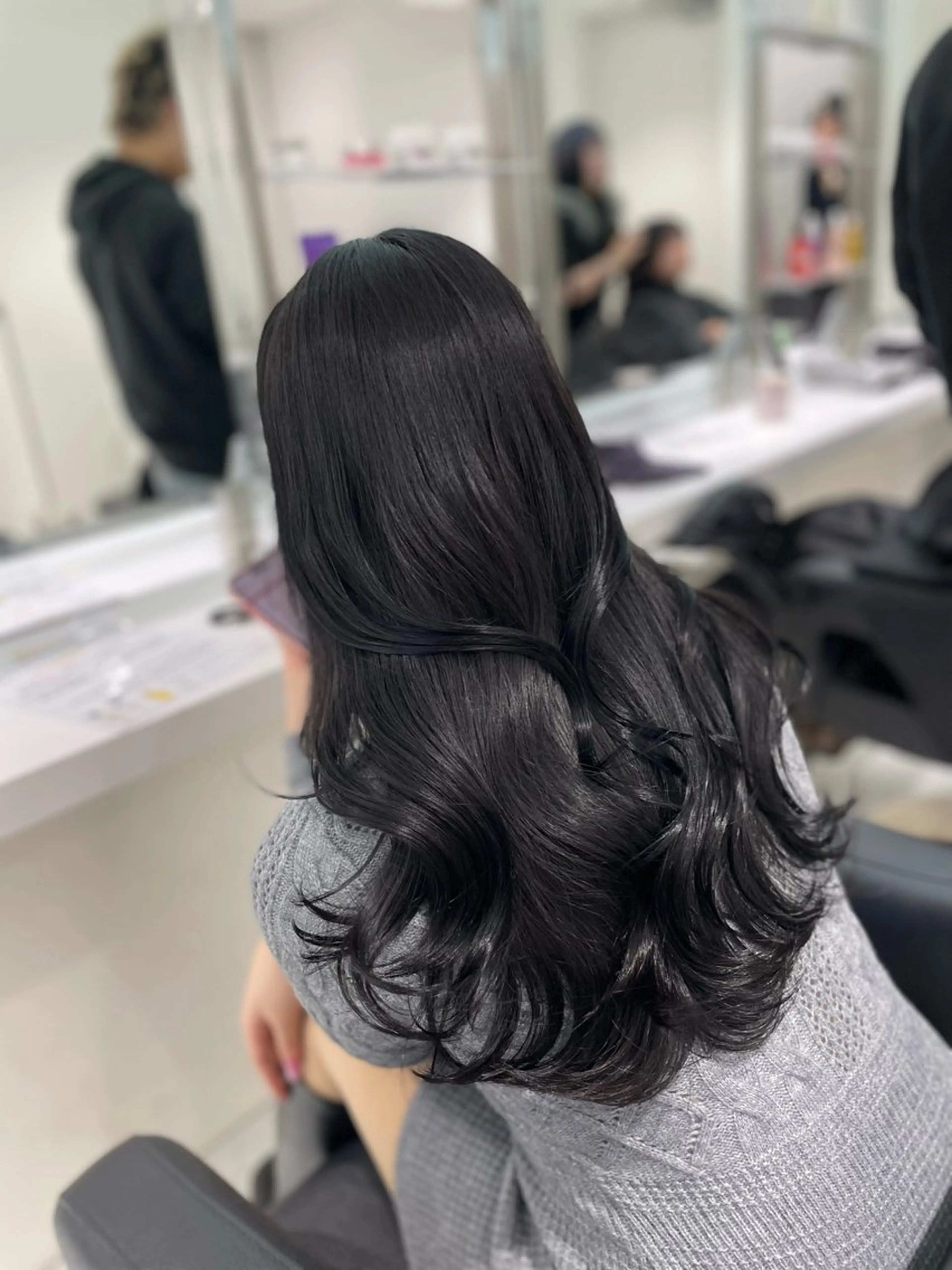 ロング カラー ヘアアレンジ メンズ 黒髪 透明感カラー トリートメント ヘアカラー トリートメント 💗ブリーチなし暖色 kotono💗のヘアスタイル