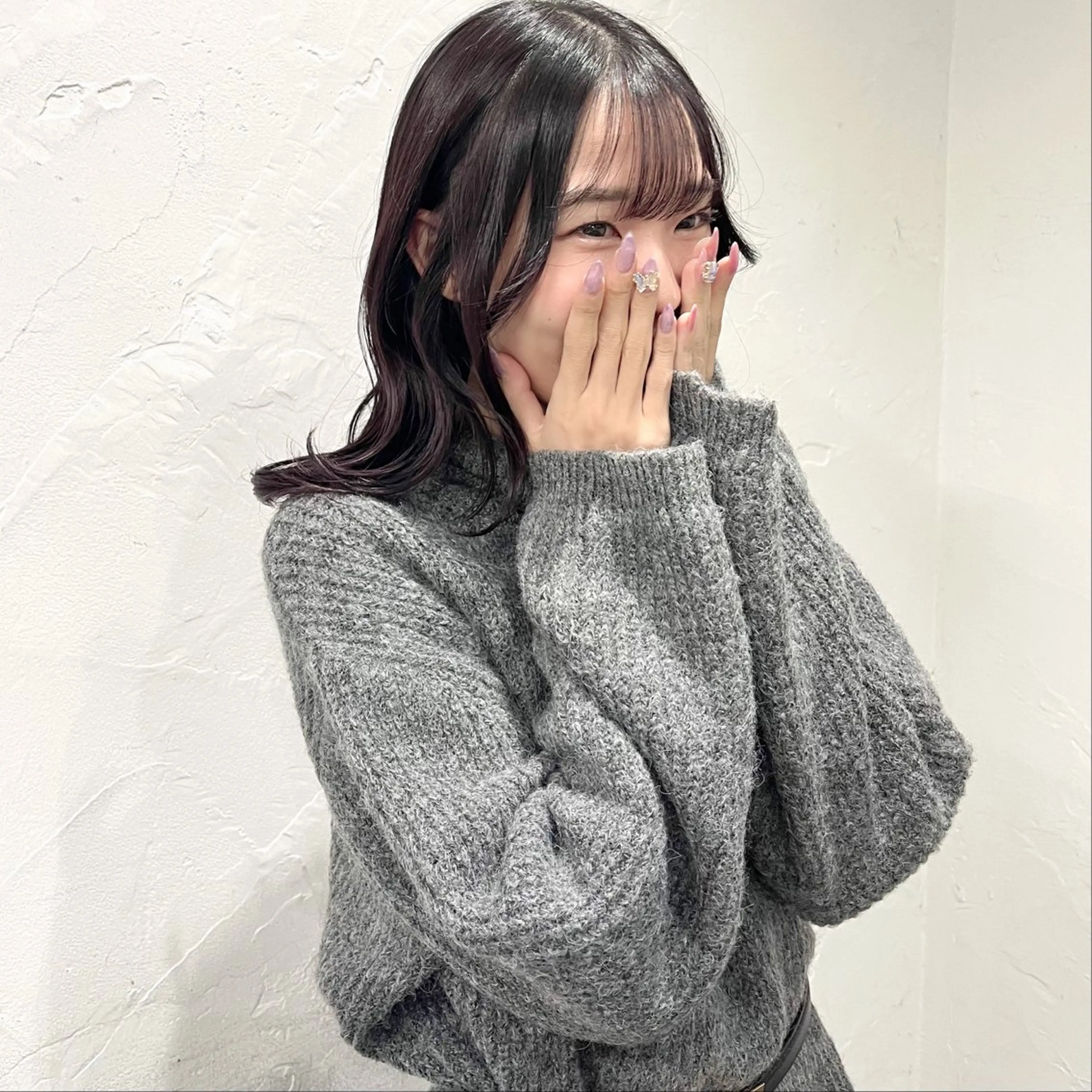 ミディアム カラー ラベンダーカラー 無料カットモデル ユナのヘアスタイル