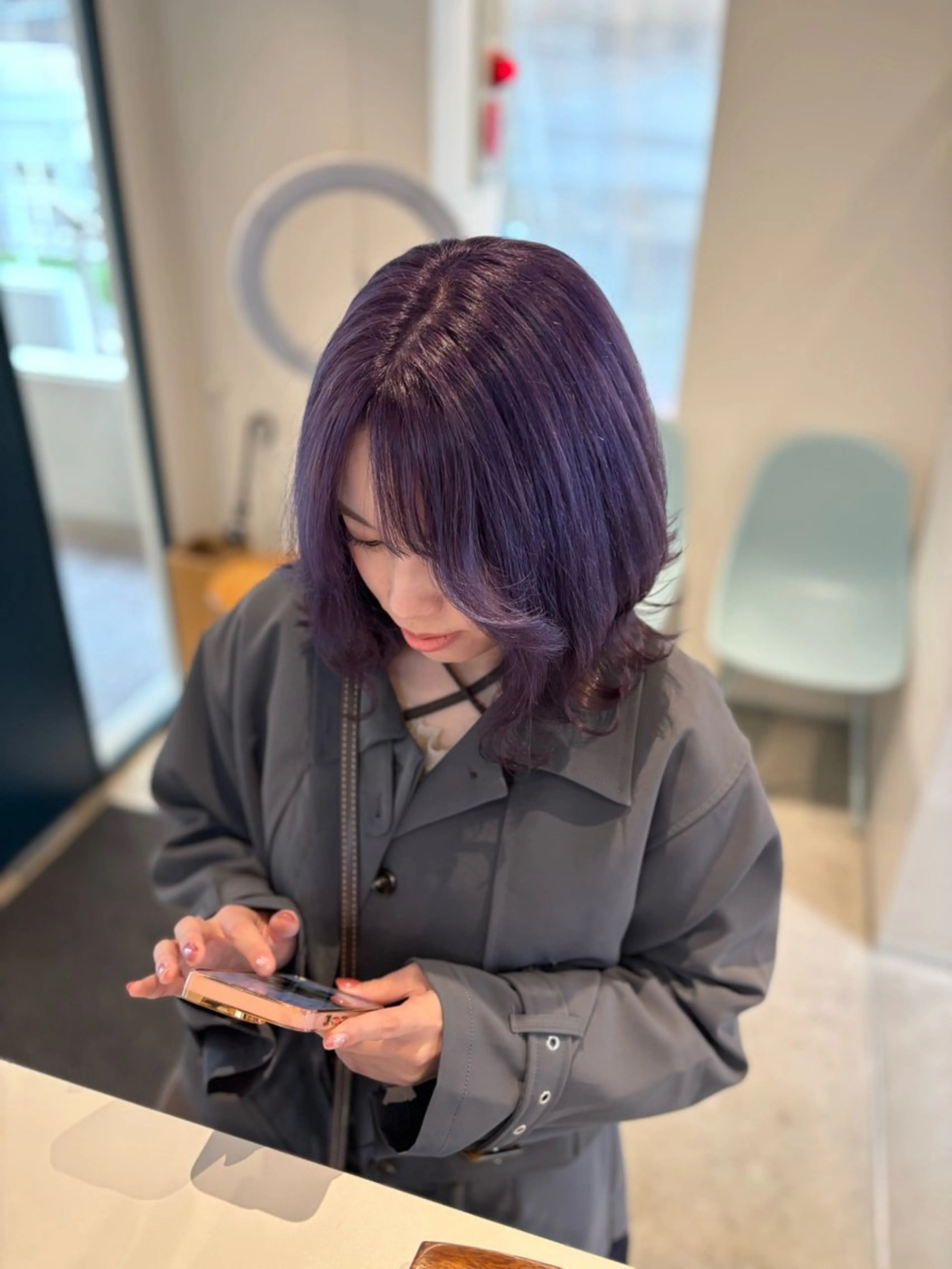 ミディアム カラー 艶髪ブリーチ/レイヤ ー/竹本幸希のヘアスタイル