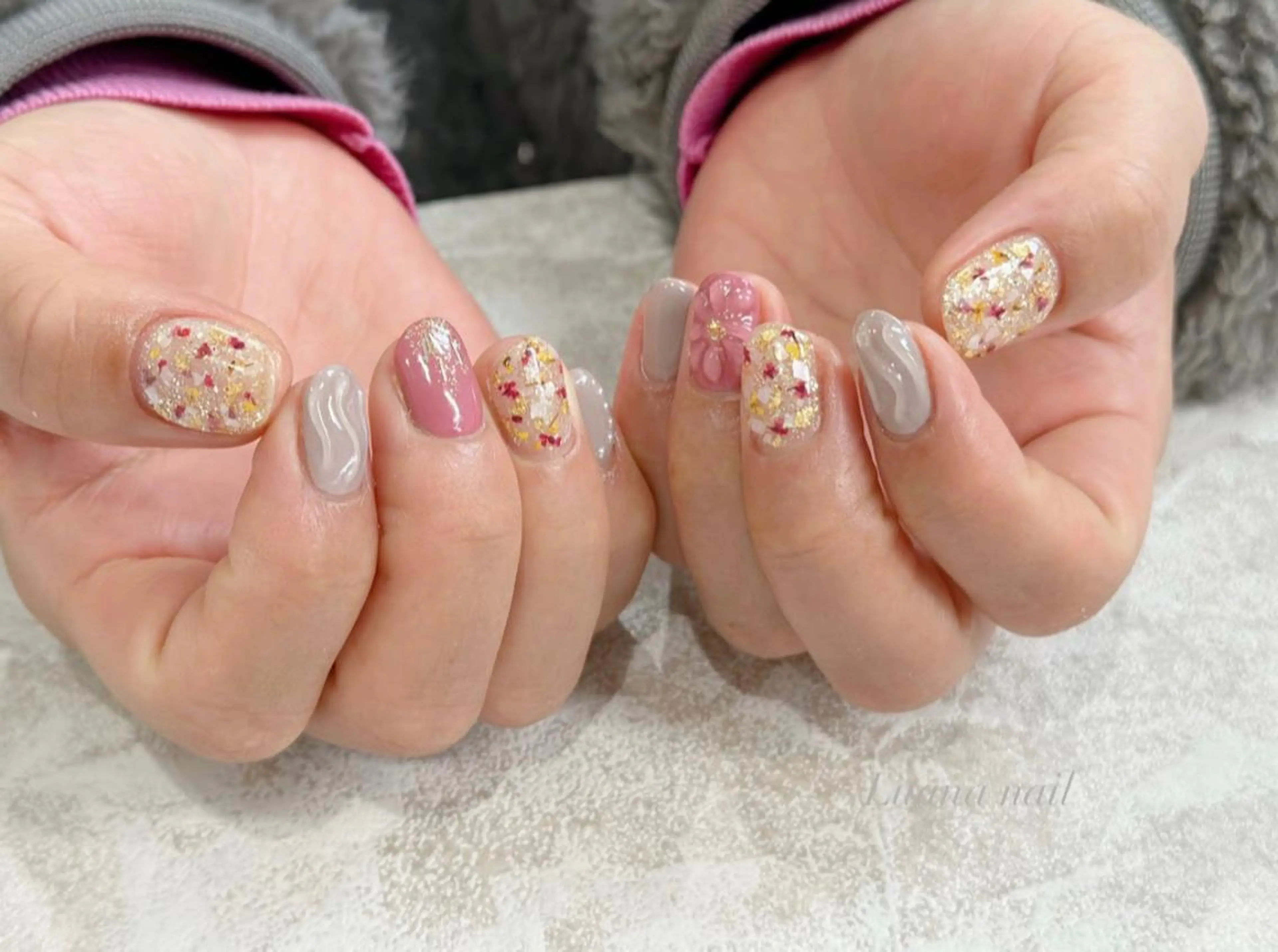 ショート ネイル 入学式 入学式 フラワーネイル ジェルネイル オフィスネイル Luana nail (ルアナネイル)のネイルデザイン