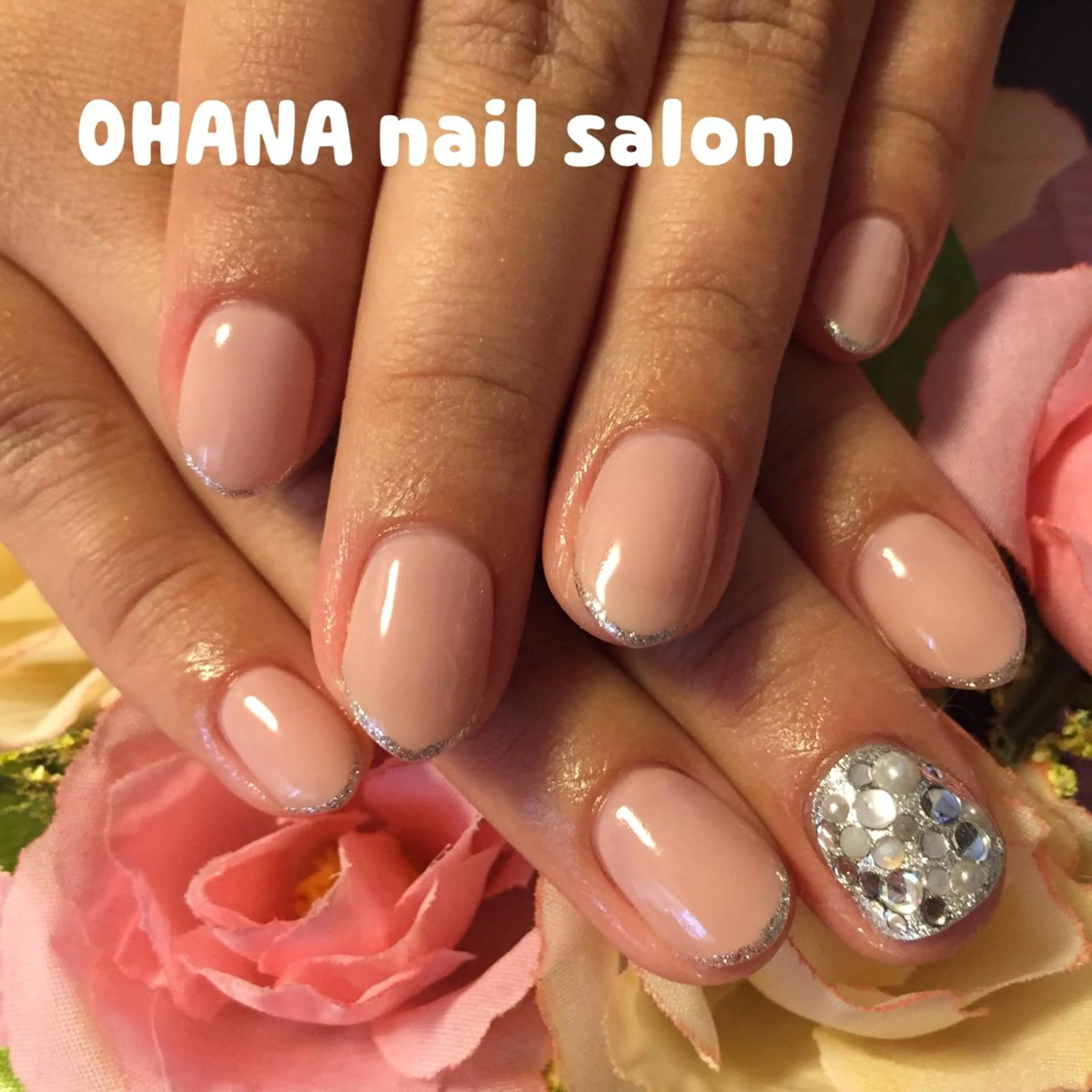 ネイル ラメ(グリッター) ピンク ピンクベージュ シンプルネイル ストーンネイル 那覇🏝️台湾人 ネイリストSHIUのネイルデザイン