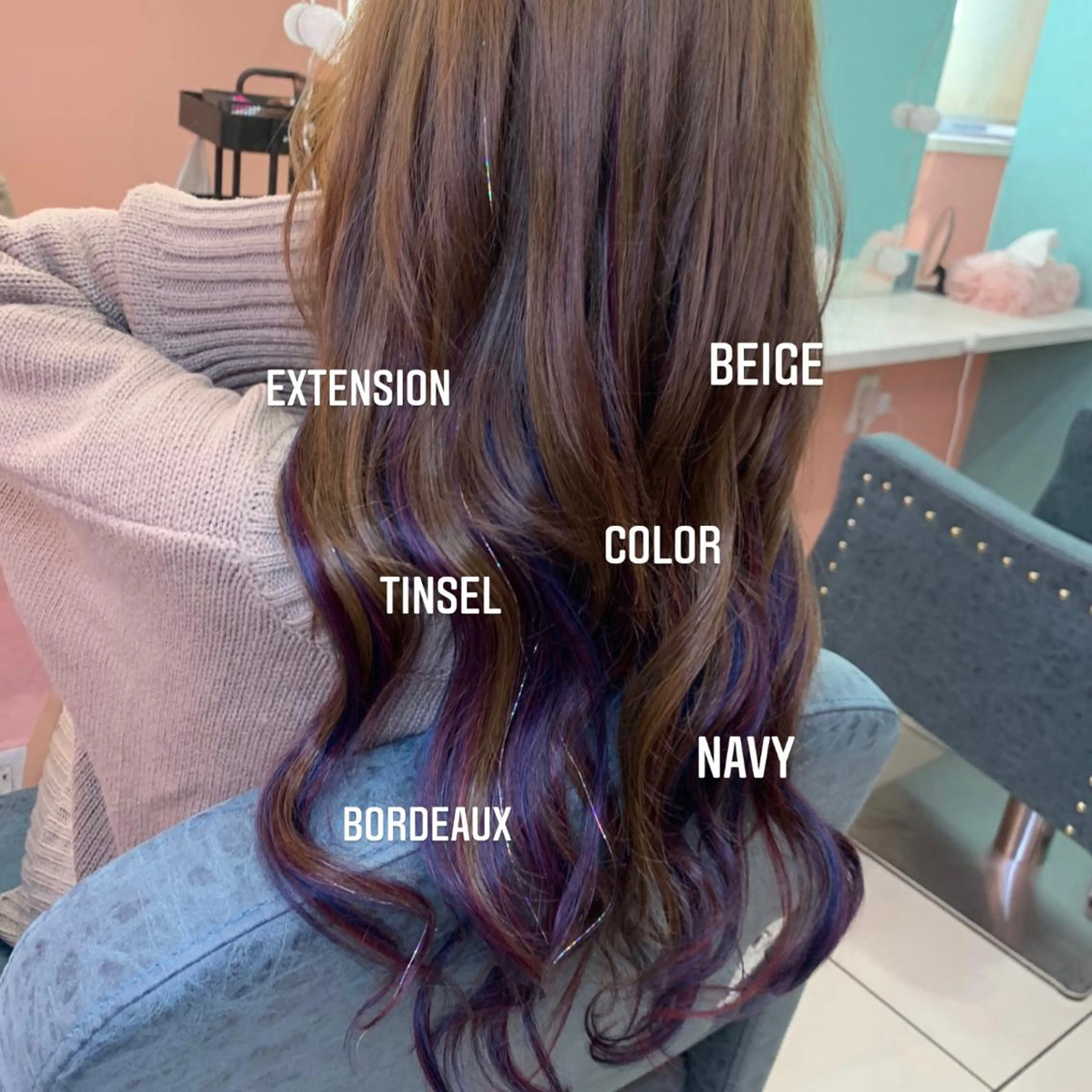 ロング カラー エクステ🩵ブリーチ 韓国ヘア🩵KAEのヘアスタイル