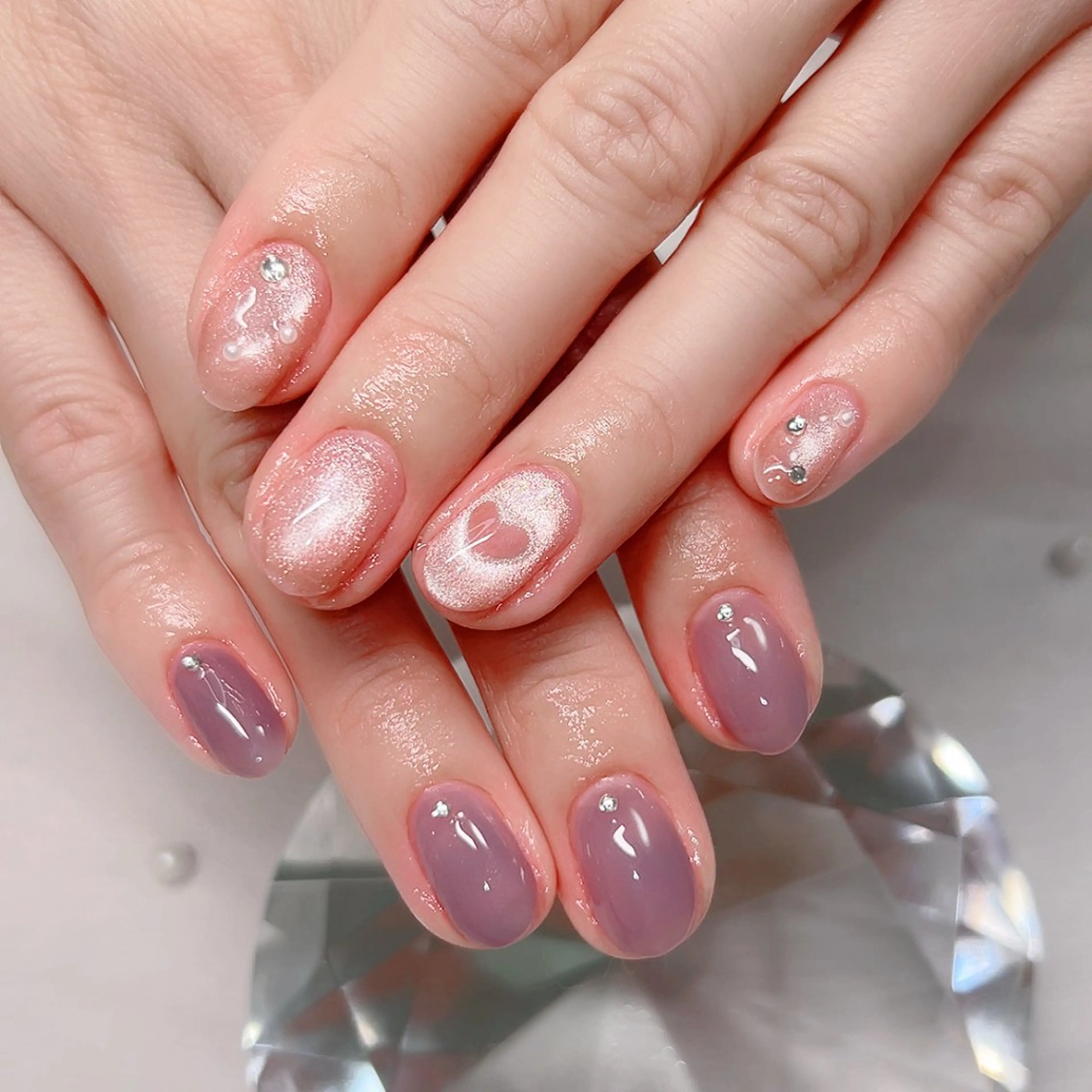 ネイル ハート マグネットネイル ハンドネイル Cute Tips nailのネイルデザイン
