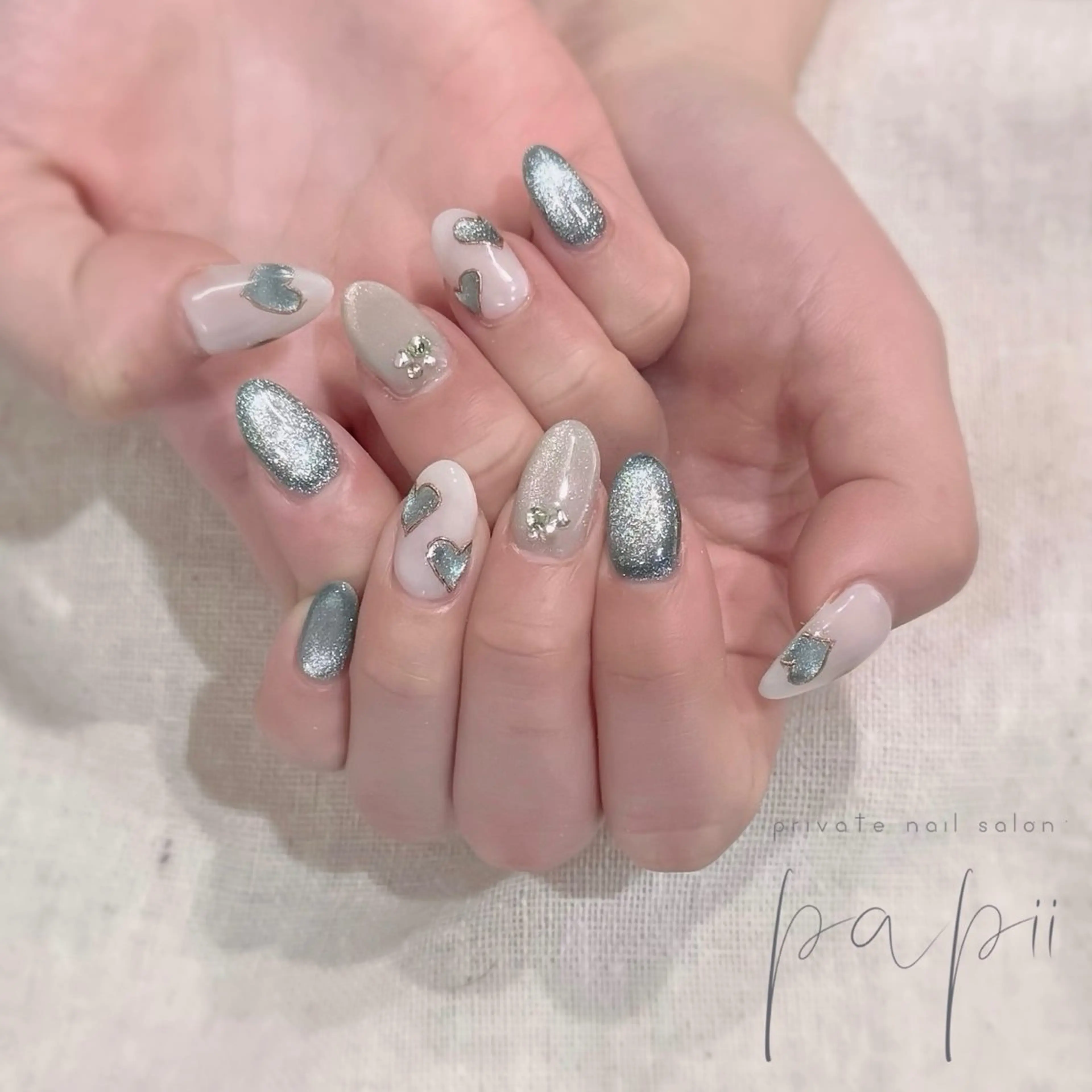 ネイル ハート マグネットネイル ハンドネイル private nail salon papii所属・papii☆ kurodaのネイルデザイン