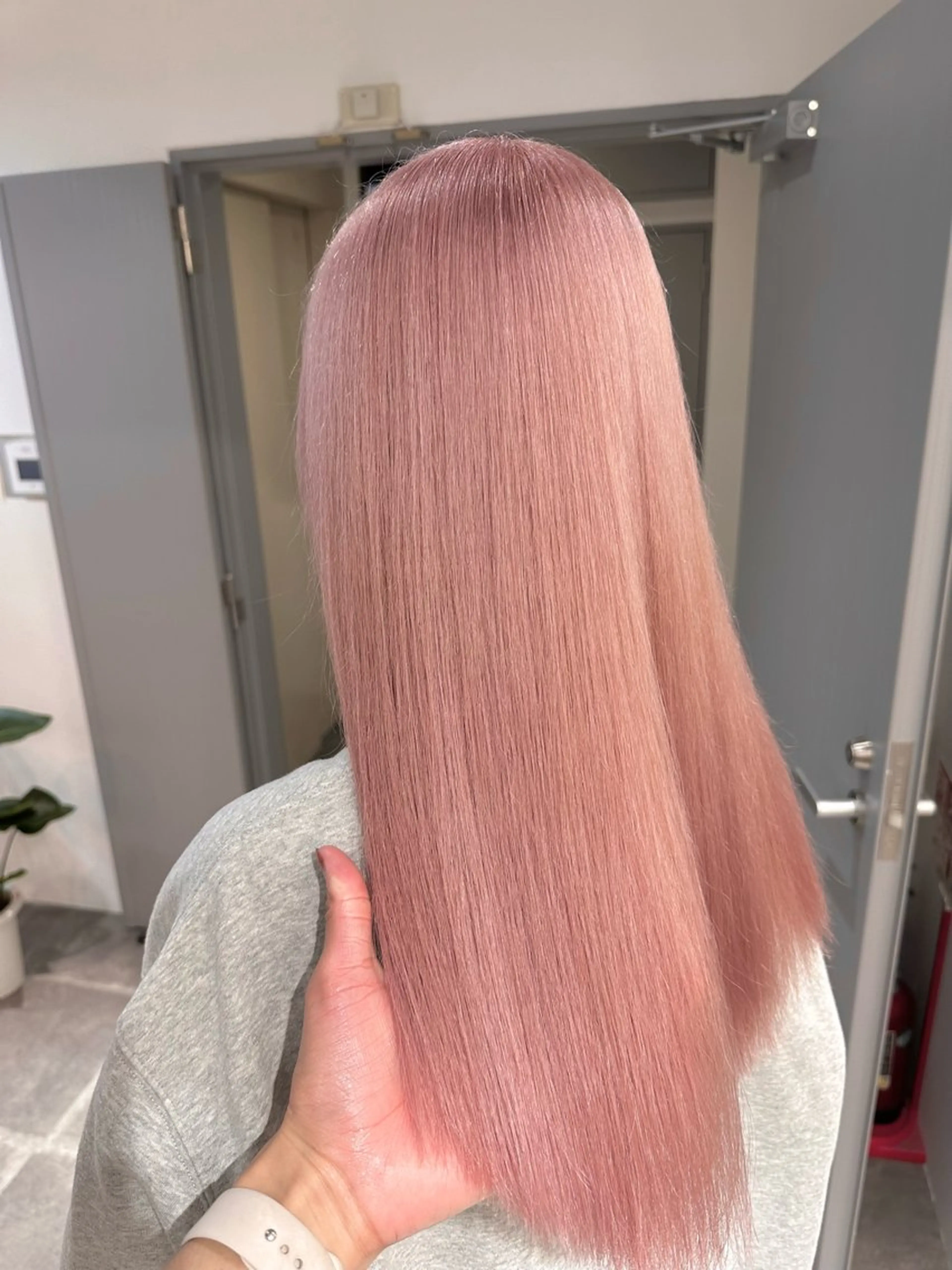 ロング カラー ハイトーンカラー ピンクカラー ロング ヘアカラー ハイトーン/ 縮毛矯正のヘアスタイル