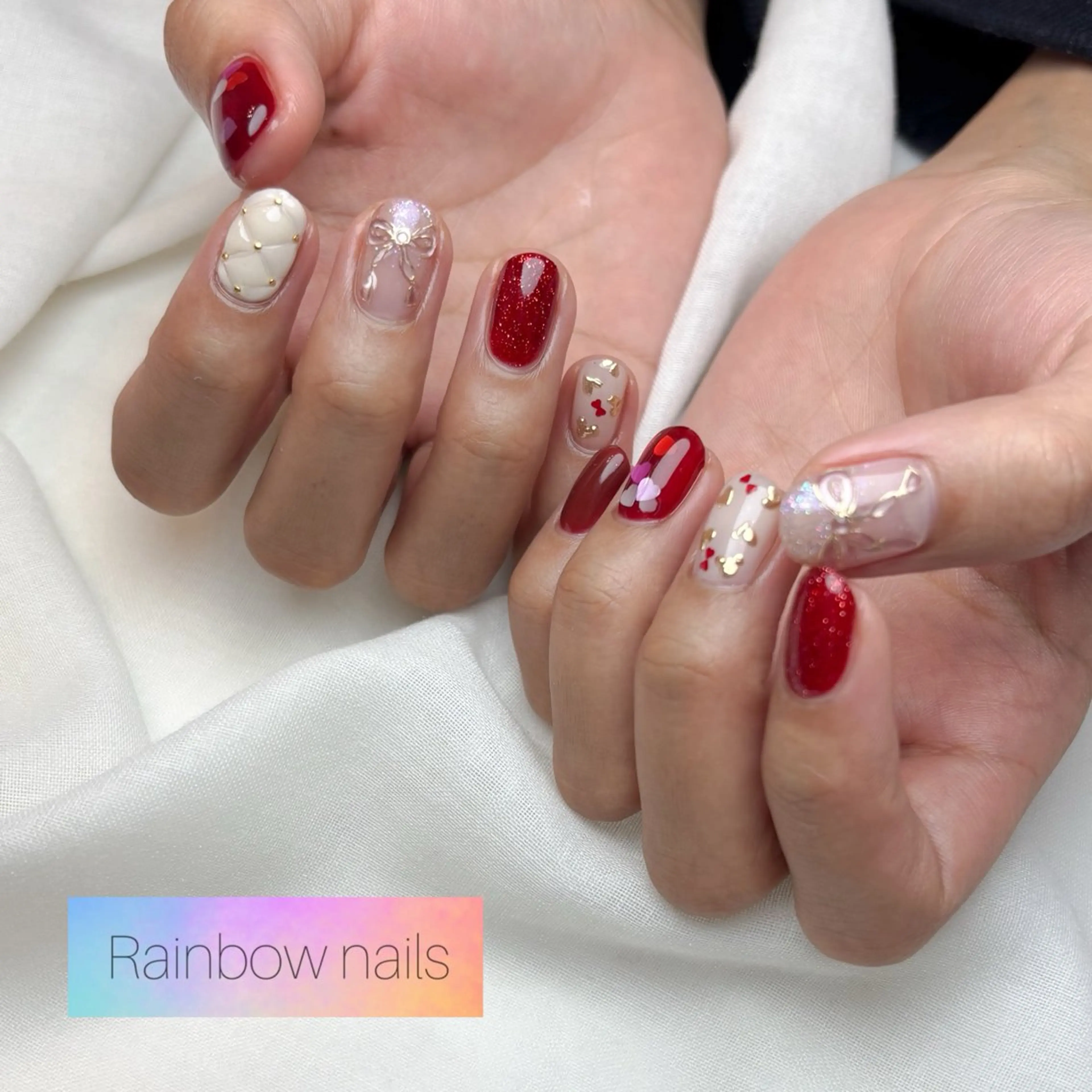 ネイル ハンドネイル Rainbow nailsくろちゃんのネイルデザイン