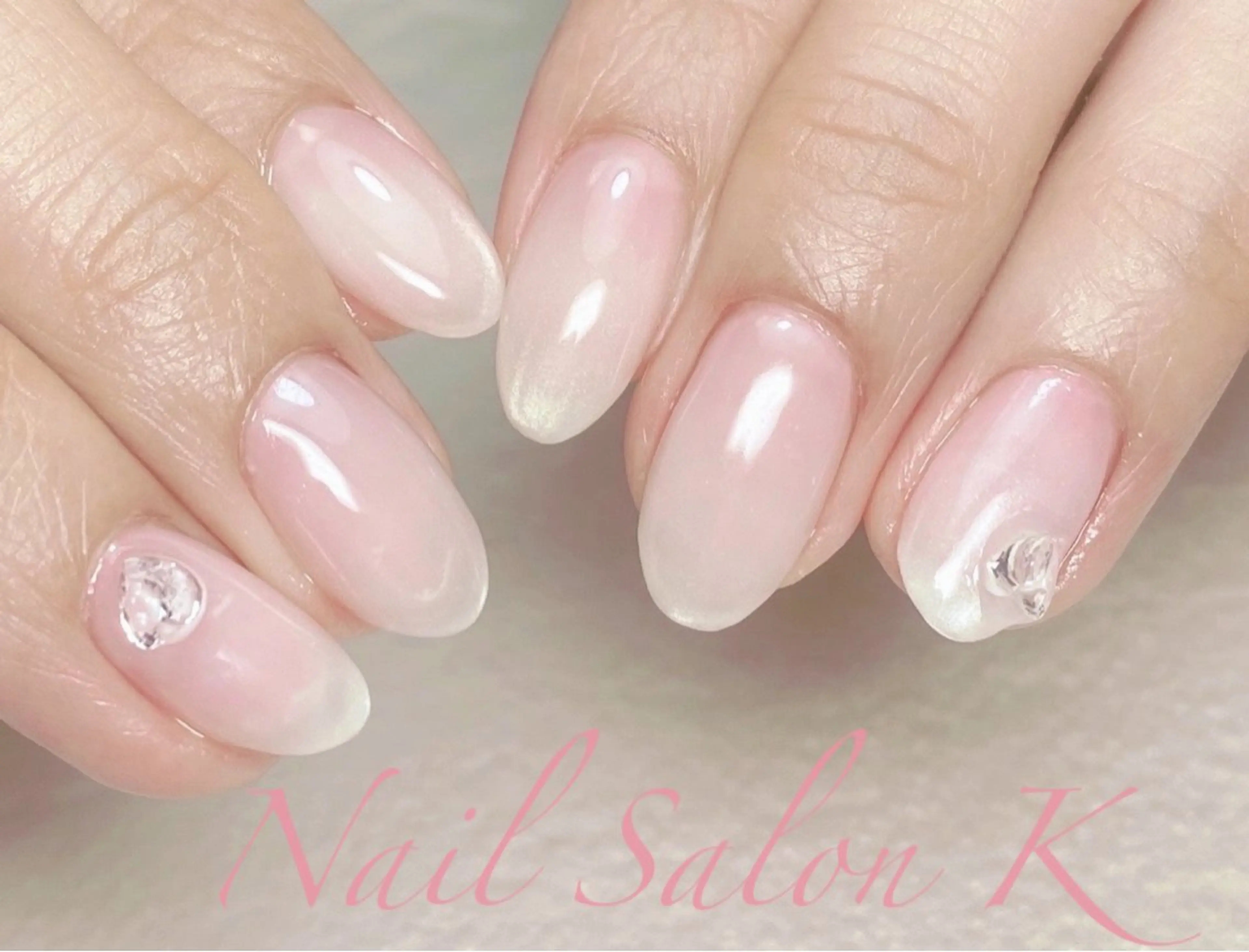 ネイル ハート マグネットネイル オフィスネイル ピンク シンプルネイル ハンドネイル Nail Salon K 🧸美爪育成のネイルデザイン