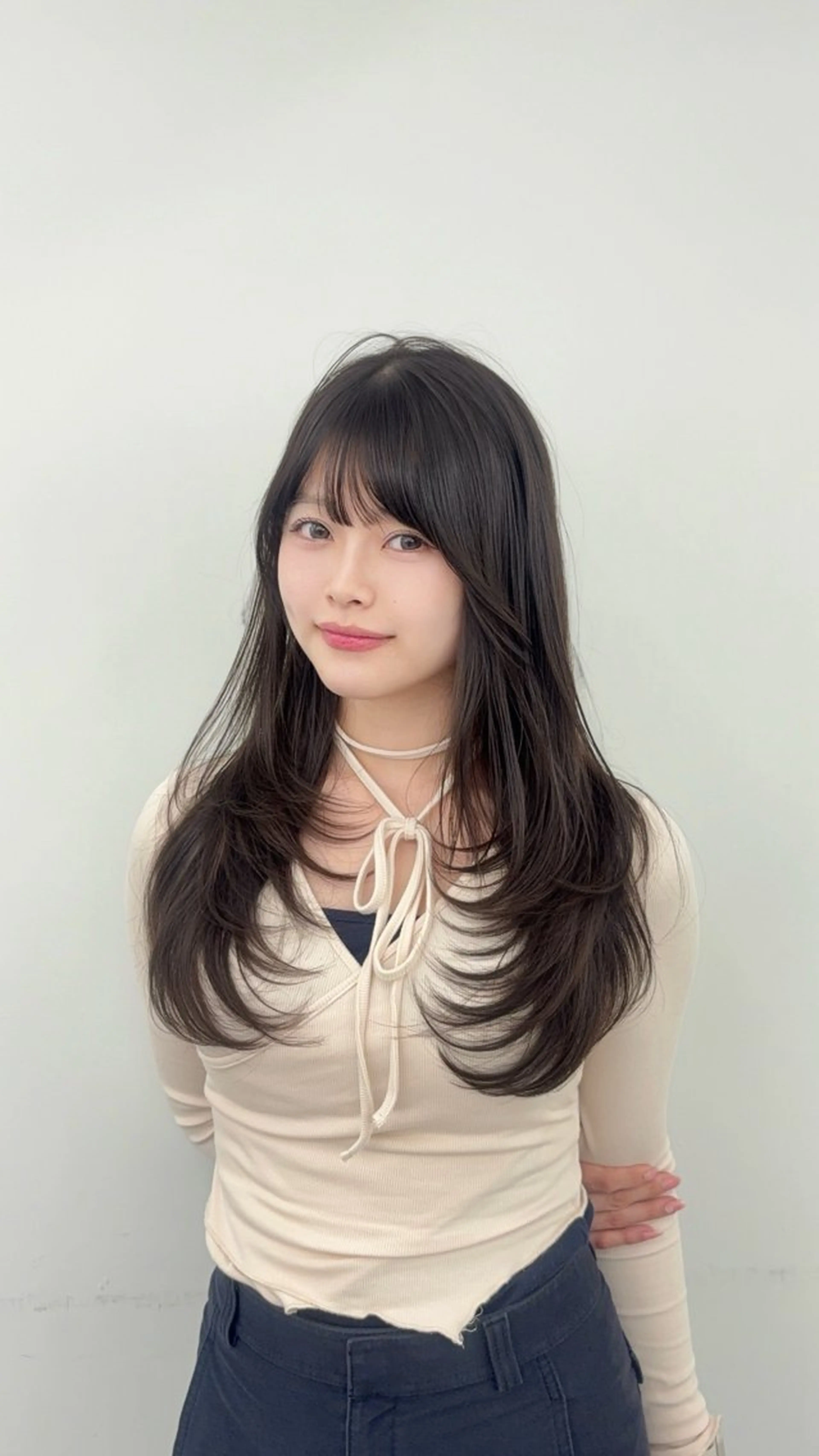 ロング カラー ベージュカラー 透明感カラー グレージュ 外国人風カラー 小顔カット カット ヘアカラー トリートメント 韓国ヘア/レイヤー/ 顔まわり足立遥奈のヘアスタイル