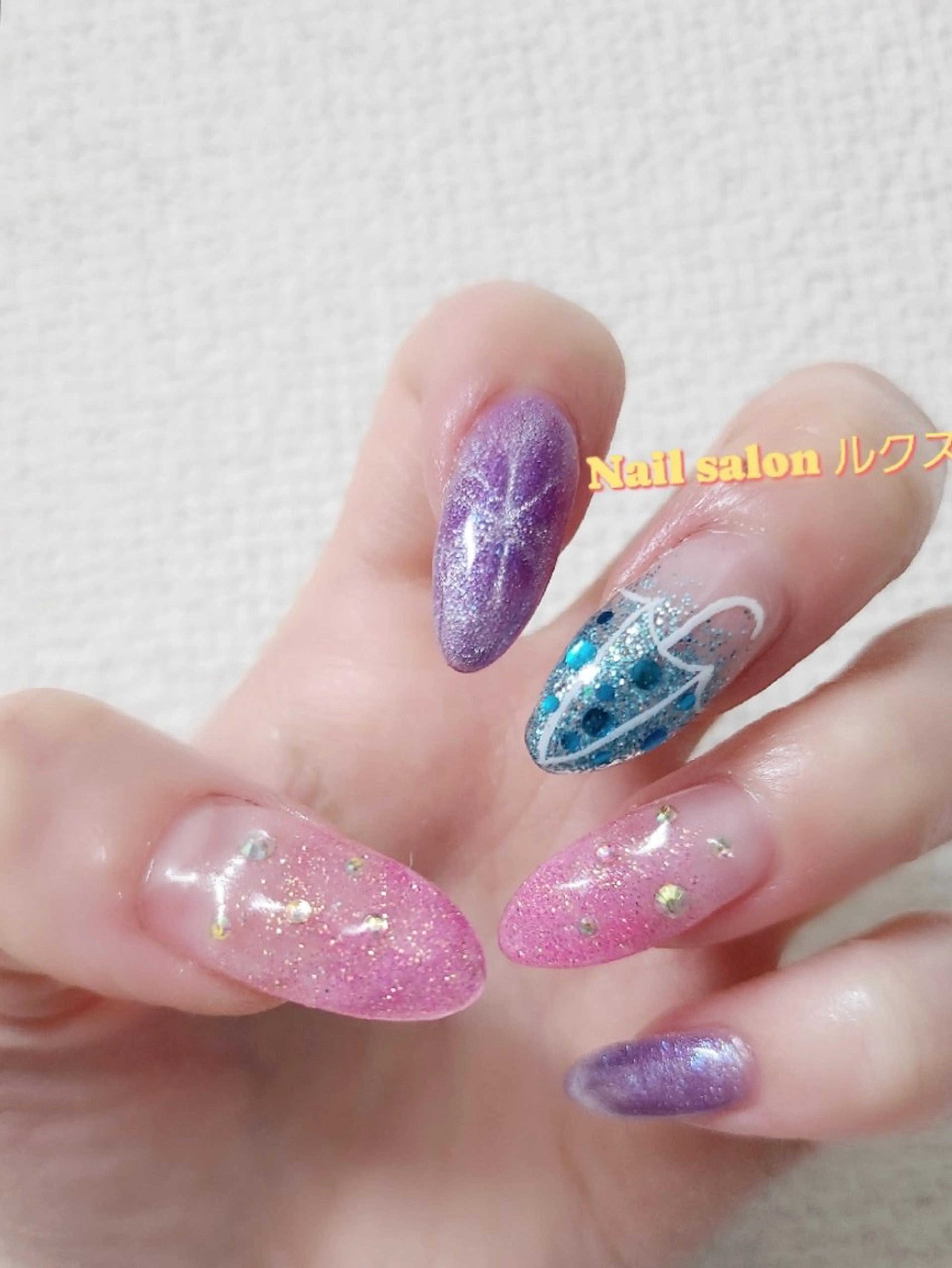ネイル ラメ(グリッター) ラメグラデーション マグネットネイル nail salon lux所属・ネイリスト yukaのネイルデザイン