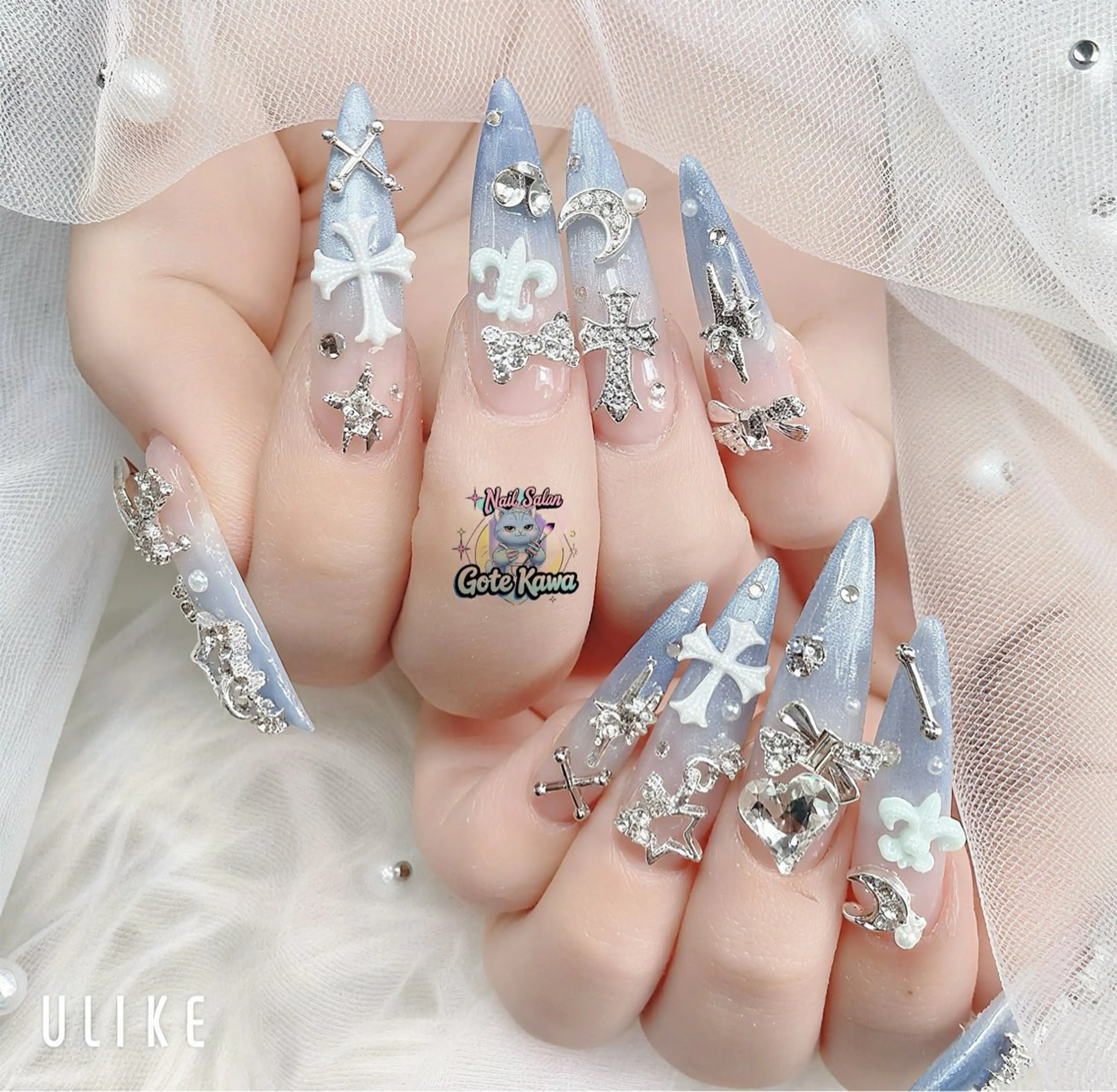 ネイル グラデーション 水色 ワンホンネイル ハンドネイル ハンドケア Gote Kawa nail salonのネイルデザイン