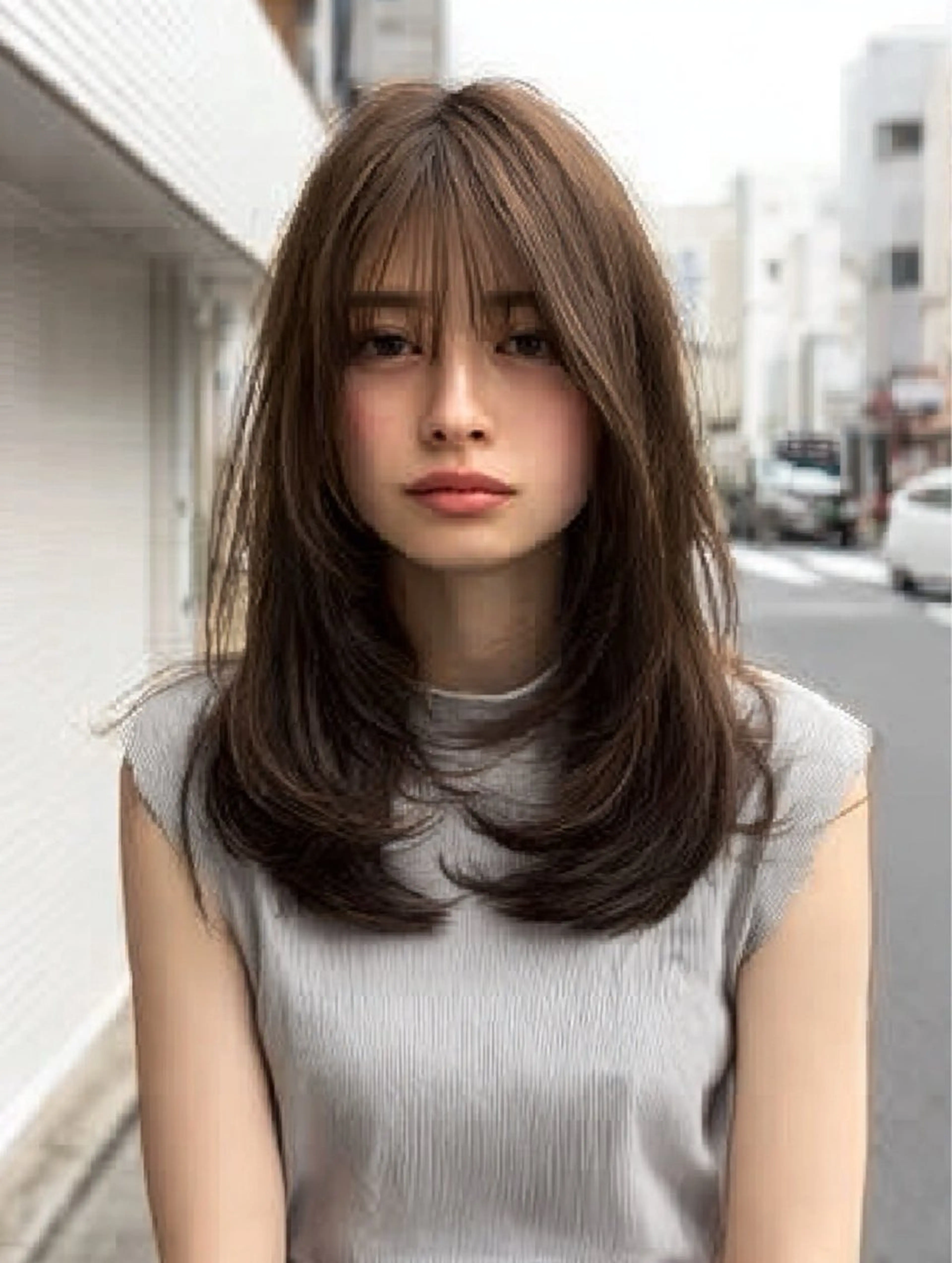 セミロング セミロングパーマ 顔まわりレイヤー 顔周りカット ハッシュカット ハイレイヤー カット 縮毛矯正 トリートメント ✨毛髪診断で絶対綺麗 ✨美髪艶髪専門✨高浪のヘアスタイル