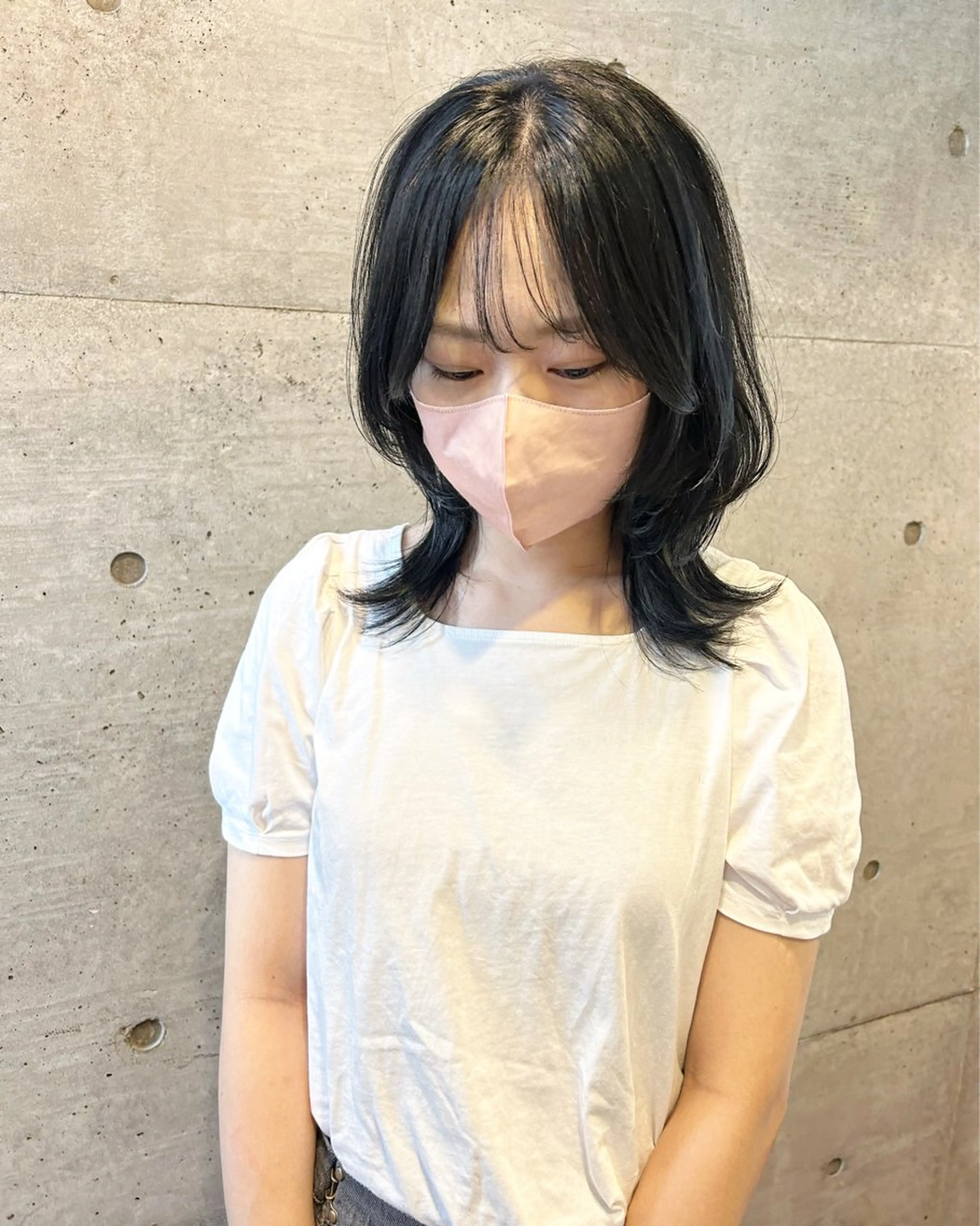 セミロング カラー レイヤーカット カット ヘアカラー トリートメント 後藤紗英/髪質改善 /オリーブベージュのヘアスタイル