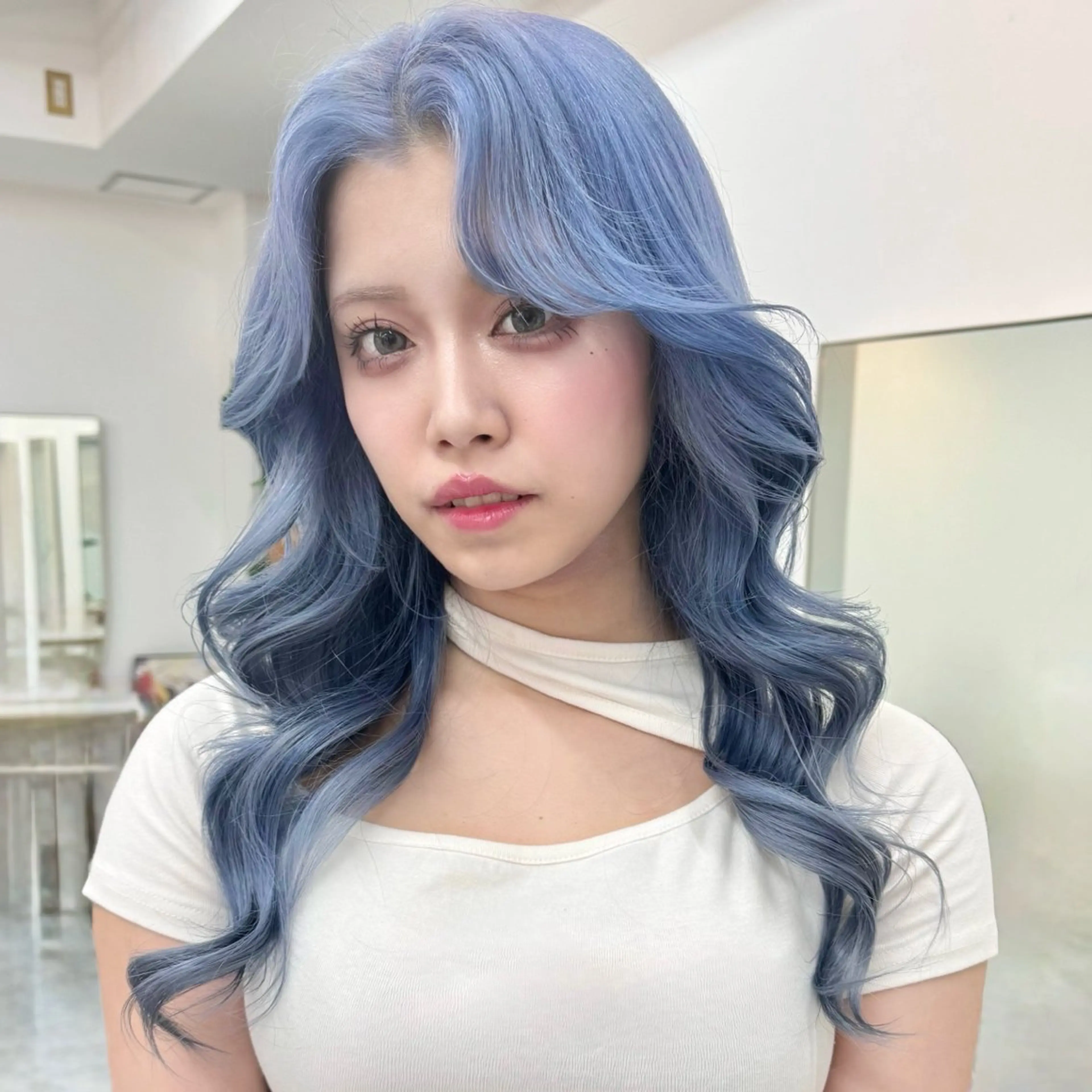 ミディアム カラー パーマ ヘアアレンジ メンズ キッズ メンズブリーチ ブリーチ ブルーカラー ヘアカラー トリートメント ハイトーン/ピンク 💗モモ໒꒱のヘアスタイル