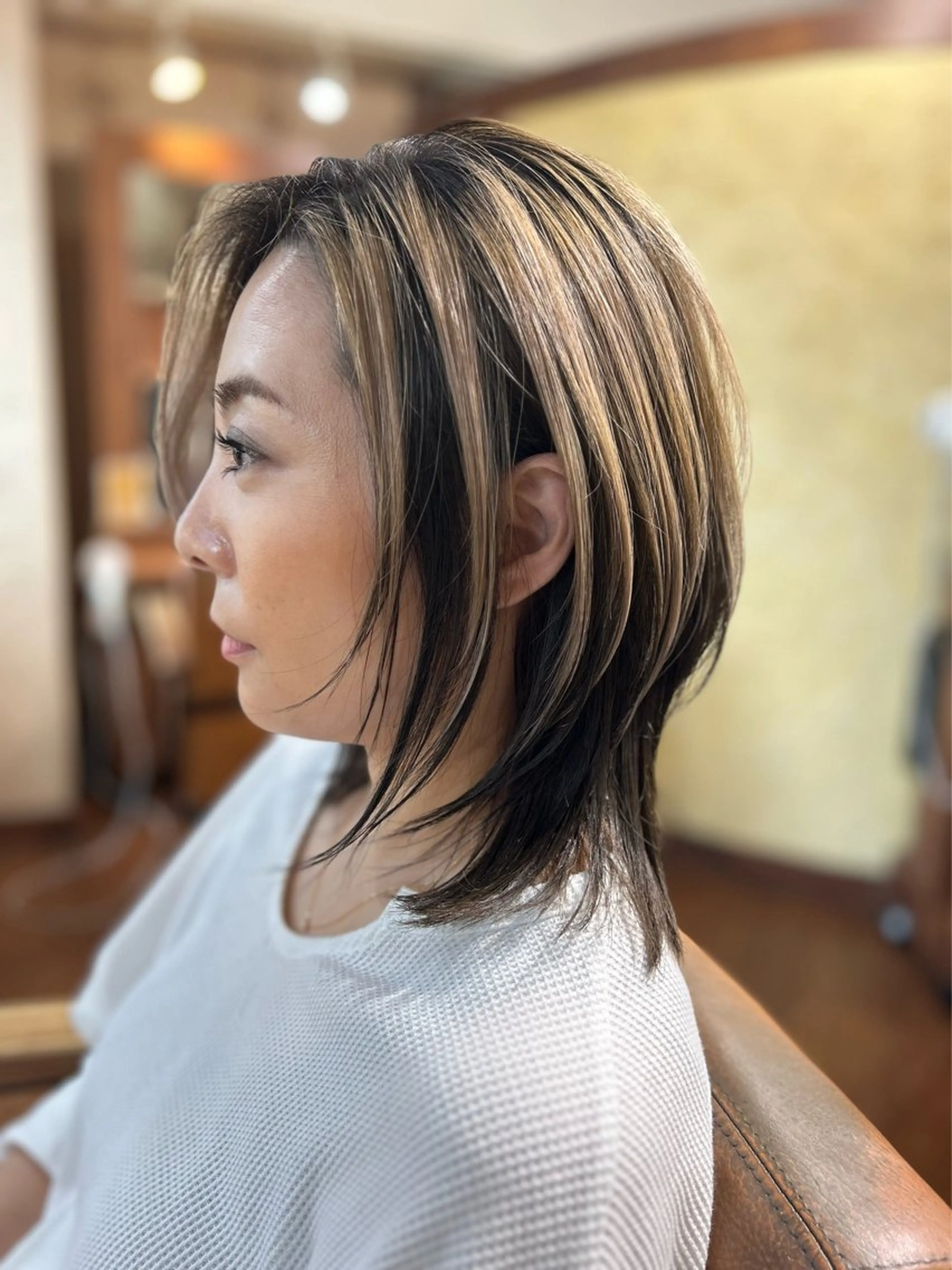 ミディアム カラー レイヤーカット 似合わせカット ウルフカット ウルフレイヤー スローエイジング/ ダメージレス鈴木慎一のヘアスタイル