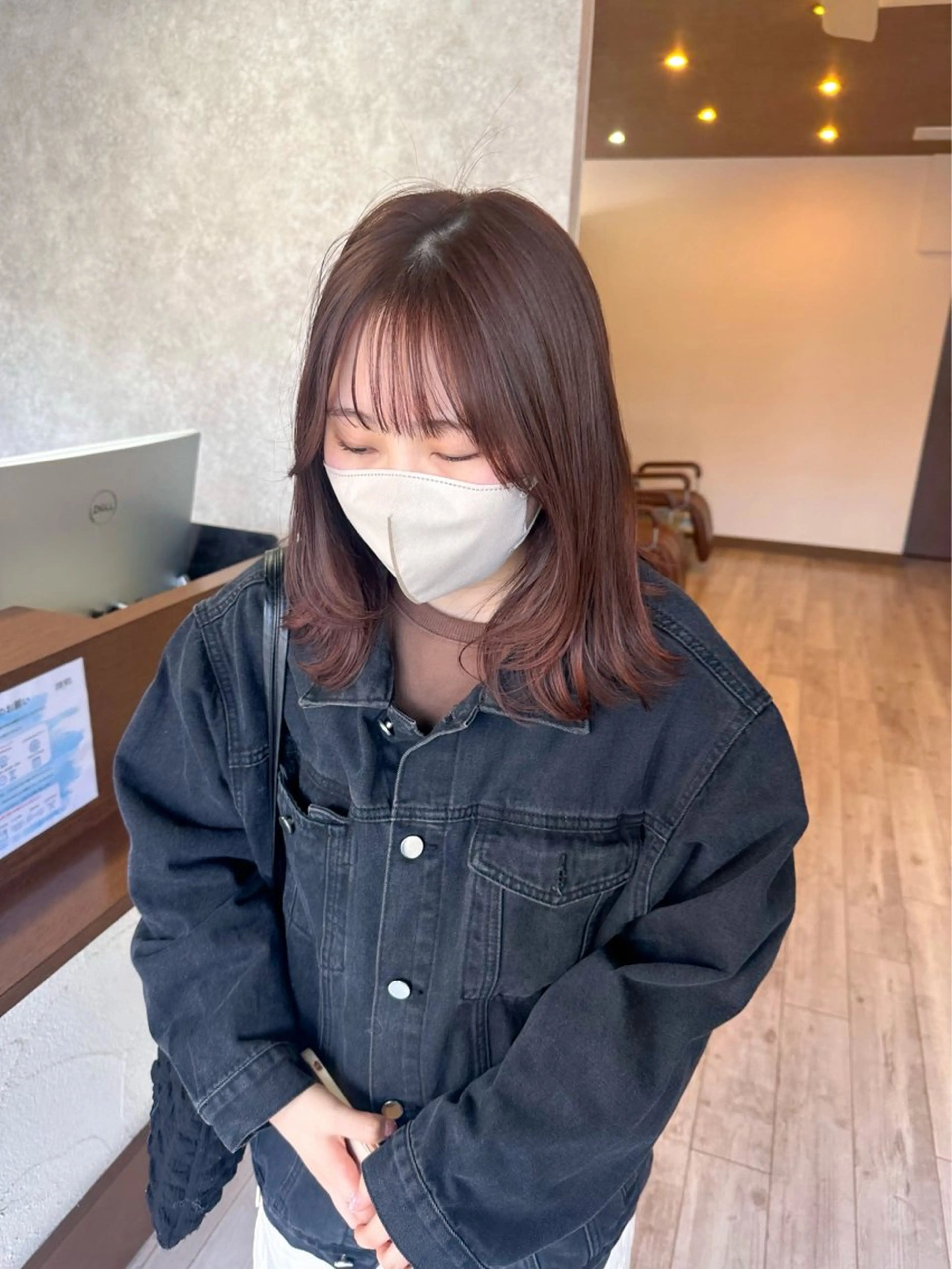 ミディアム カラー ブラウンカラー ピンクカラー ピンクブラウン レイヤーカット カット ヘアカラー 高橋 みく/ minim 暖色のヘアスタイル