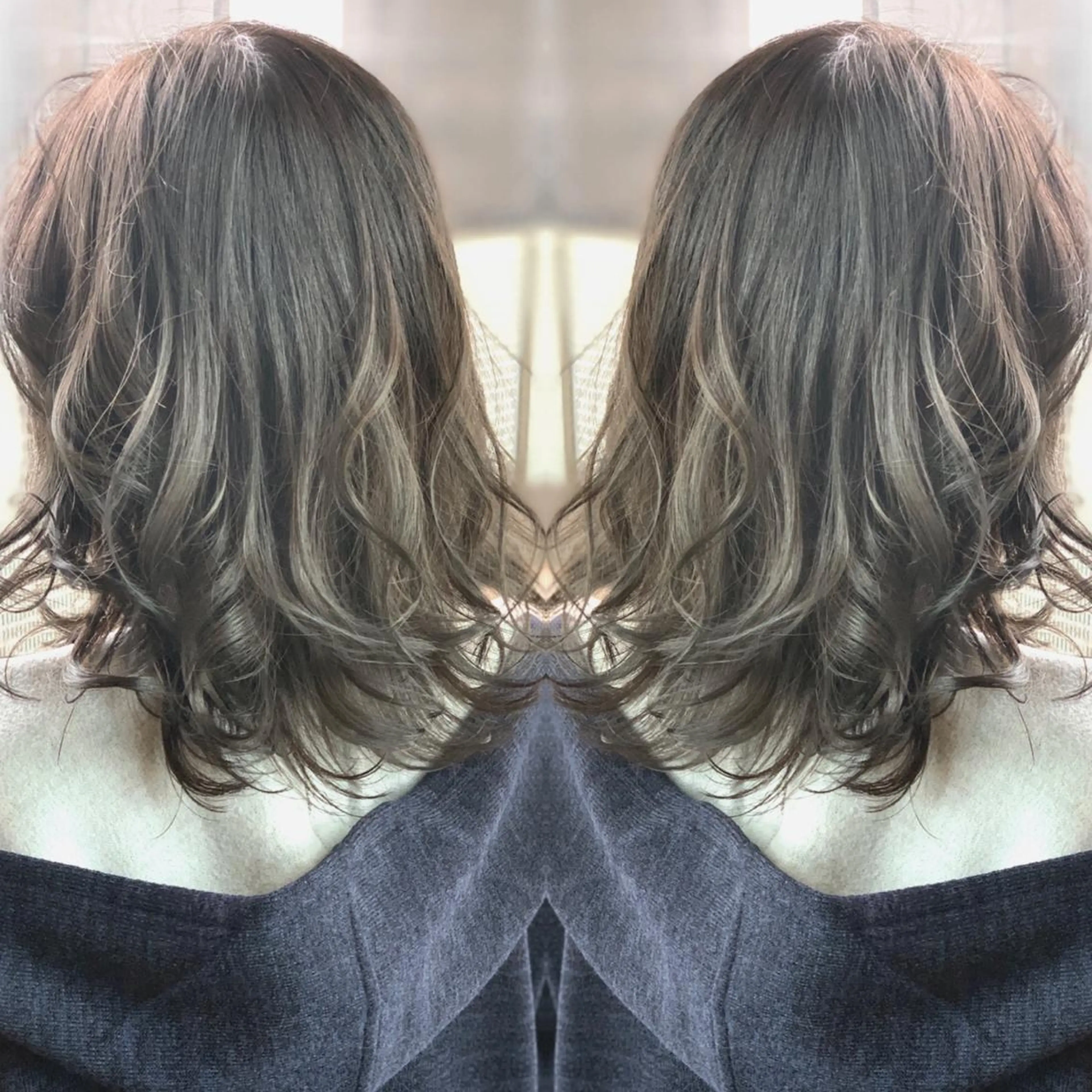 ミディアム カラー マツエク・マツパ アディクシーカラー ブリーチ ケアブリーチ イルミナカラー Merci メルシー 福岡、今泉のヘアスタイル