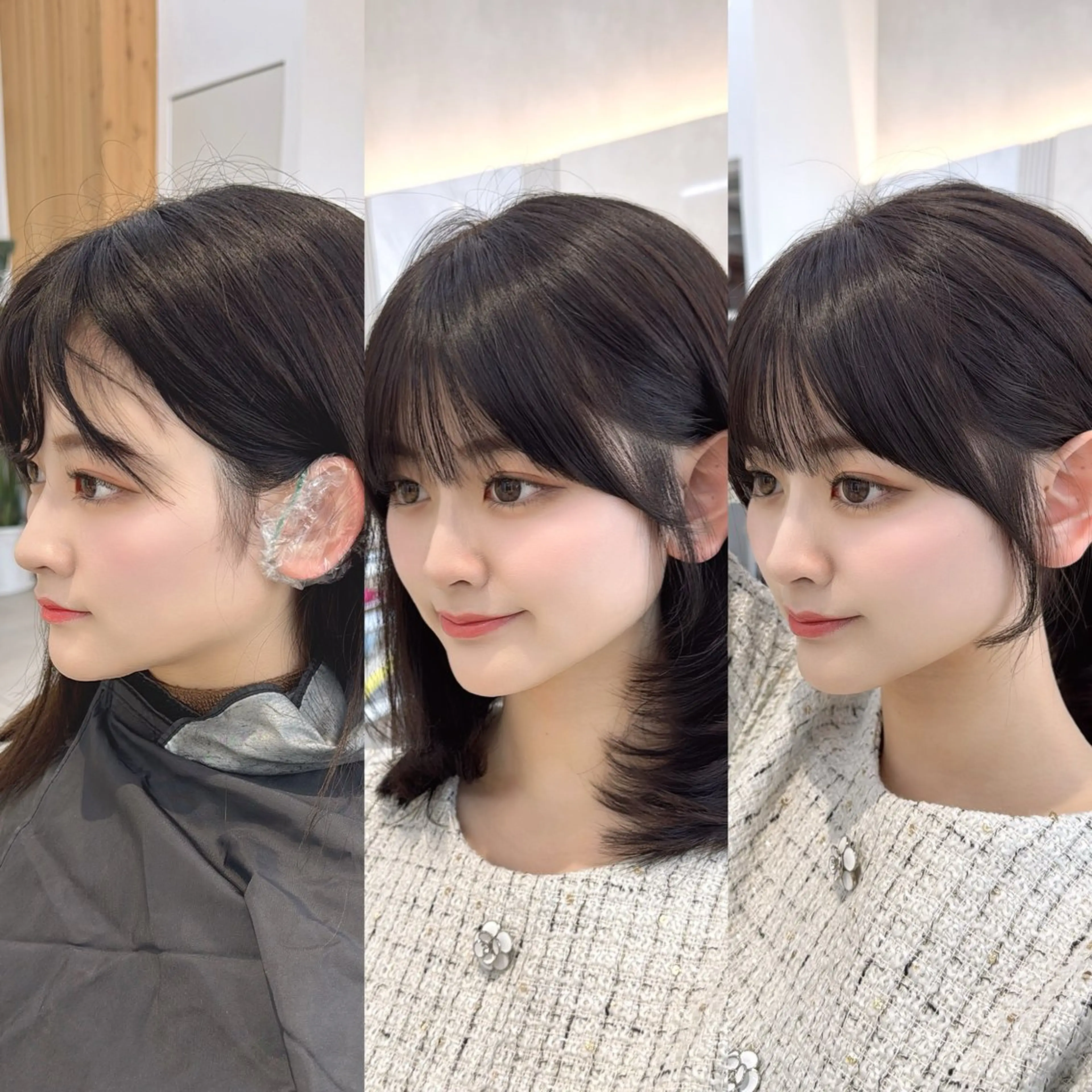 ミディアム カット ヘアカラー トリートメント レイヤーカット/ 顔まわり/アオイのヘアスタイル