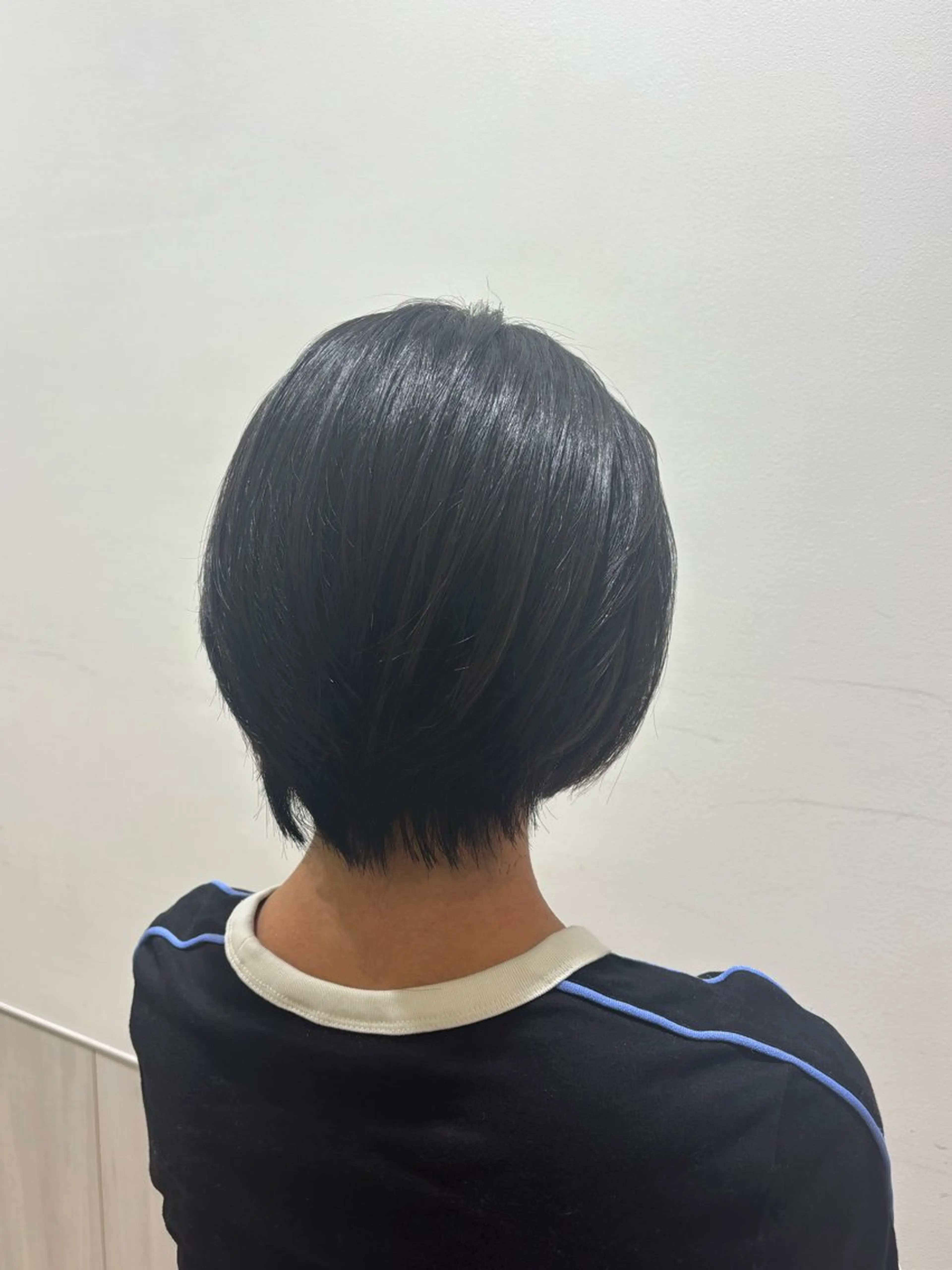 ショート カラー 黒髪 ブルーカラー ブルーグレー ブルーグレージュ ブラウンカラー ヘアカラー 野口 実優のヘアスタイル