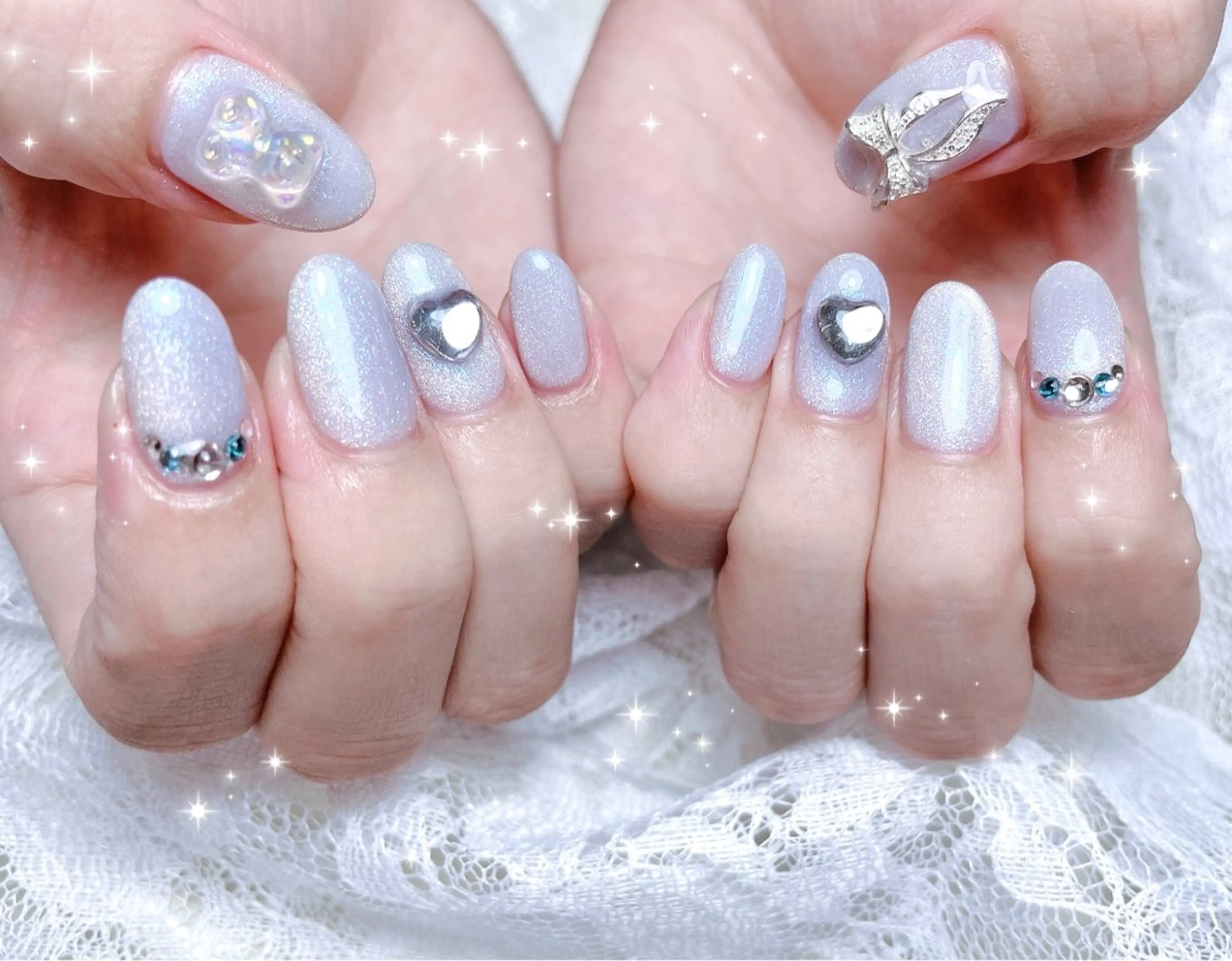 ネイル ブルー マグネットネイル マグネットワンカラー ワンカラーネイル ハンドネイル FLARE NAIL フレアネイルのネイルデザイン