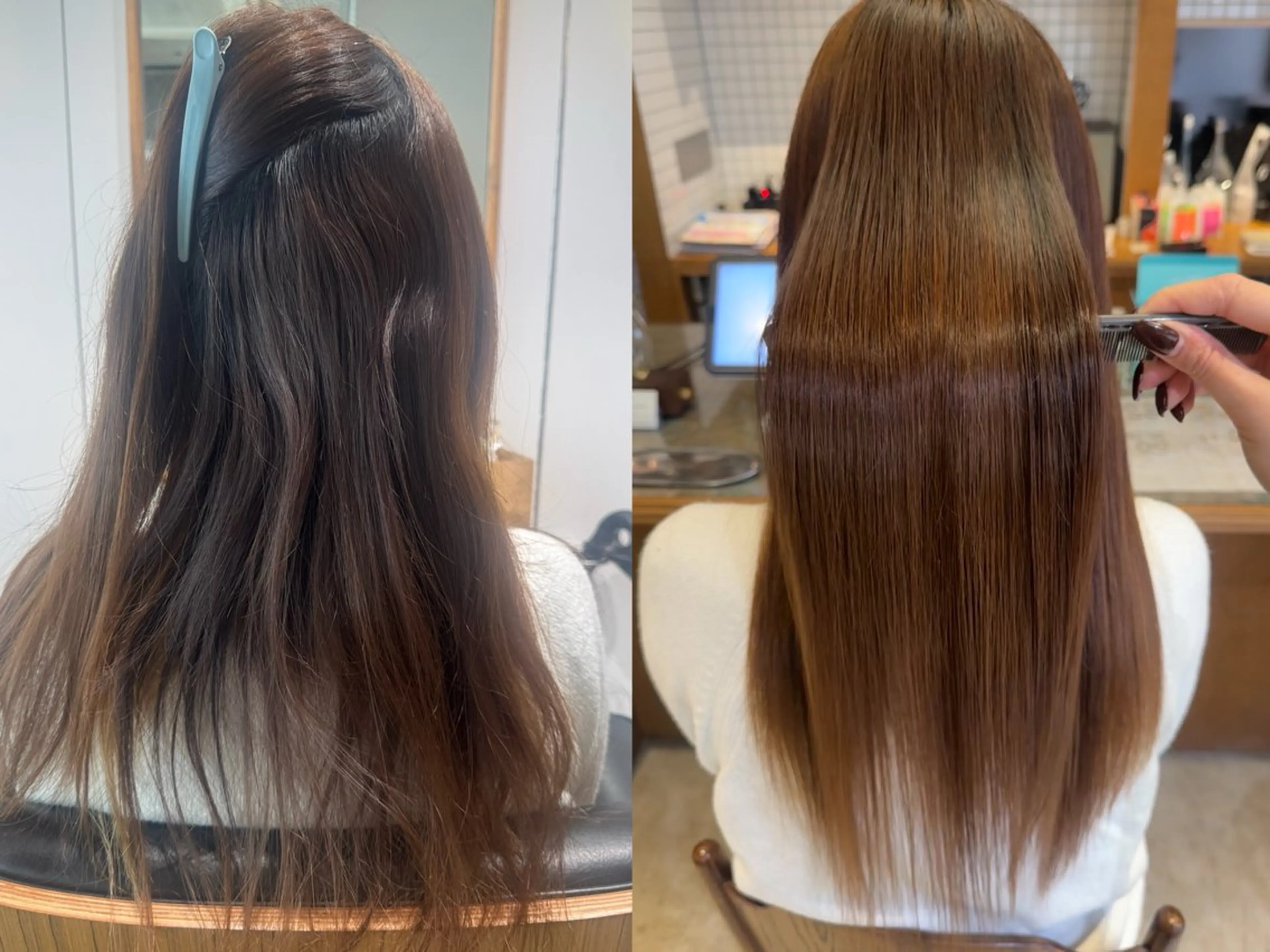 ロング 酸性ストレート 縮毛矯正 名駅/酸性ストレート /ワンカラー/アヤハのヘアスタイル