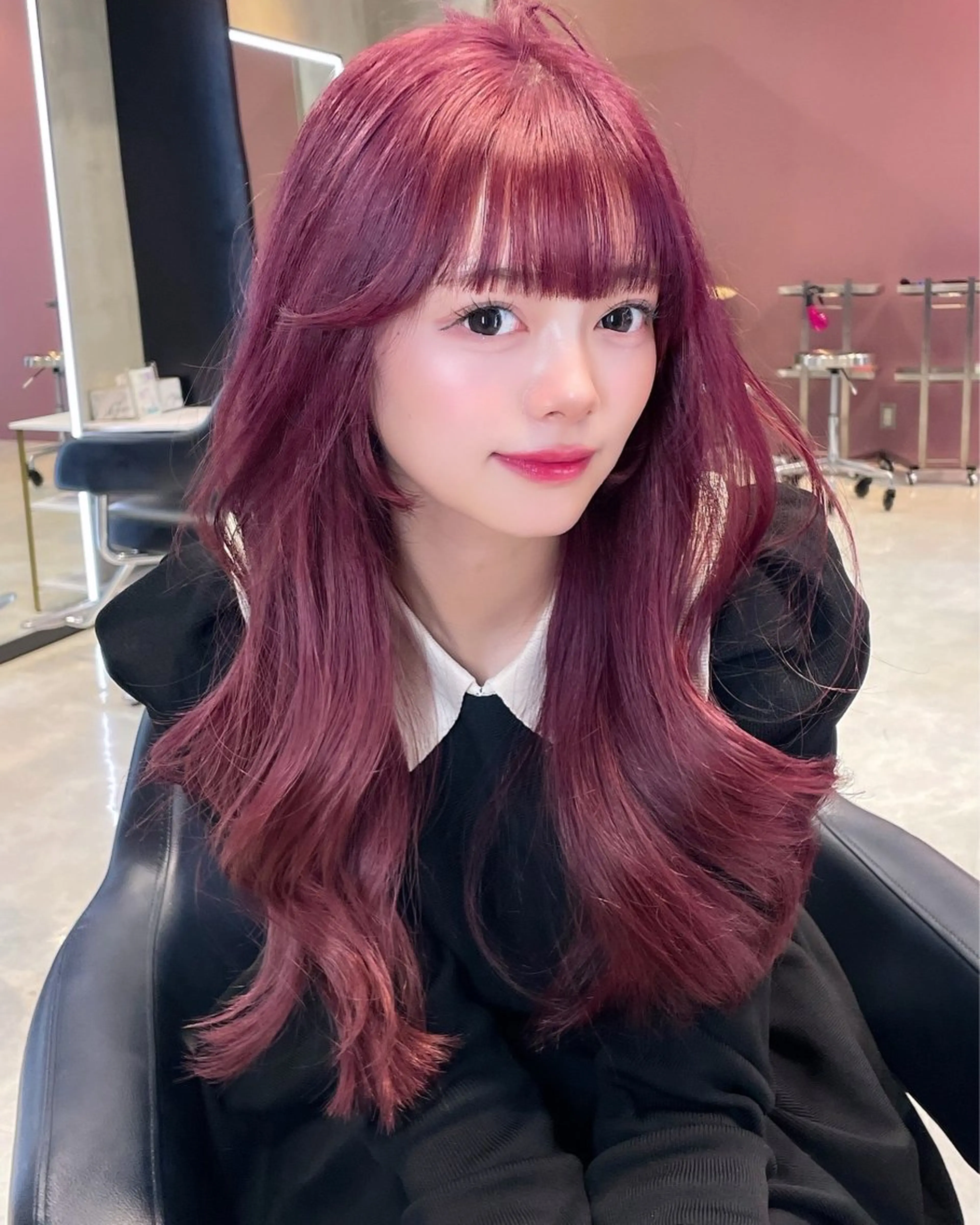 ロング カット ヘアカラー 韓国ヘア🇰🇷 YURIYAのヘアスタイル