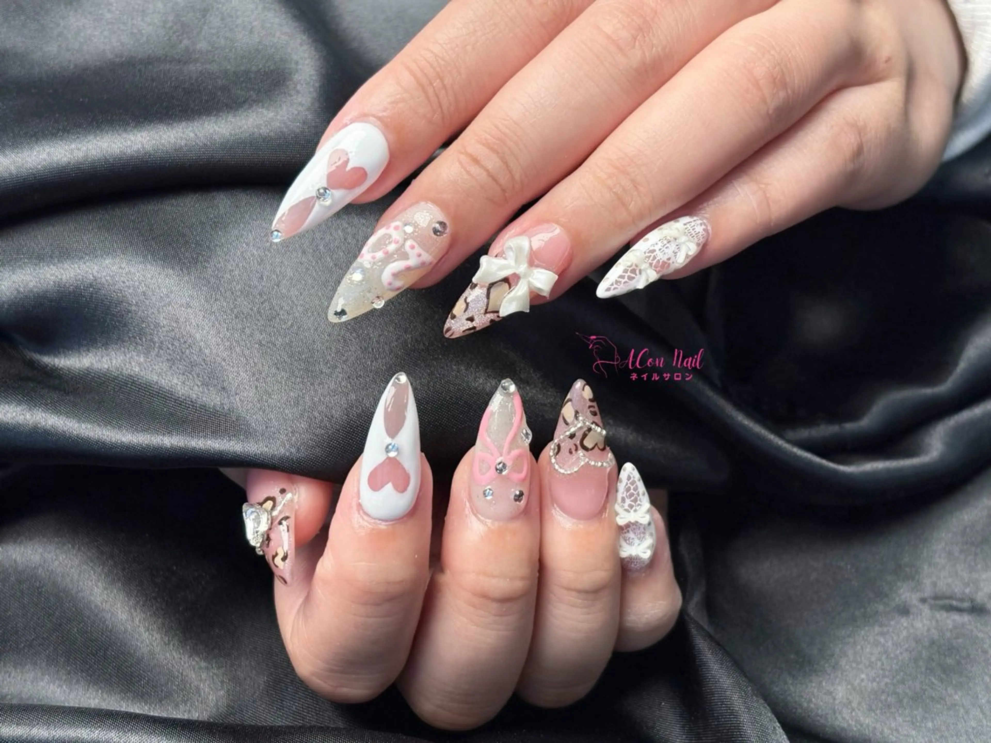 ネイル 桜ネイル 長さ出し フラワーネイル フレンチネイル ジェルネイル ハンドネイル AConNailSalon所属・ACon NailSalonのネイルデザイン