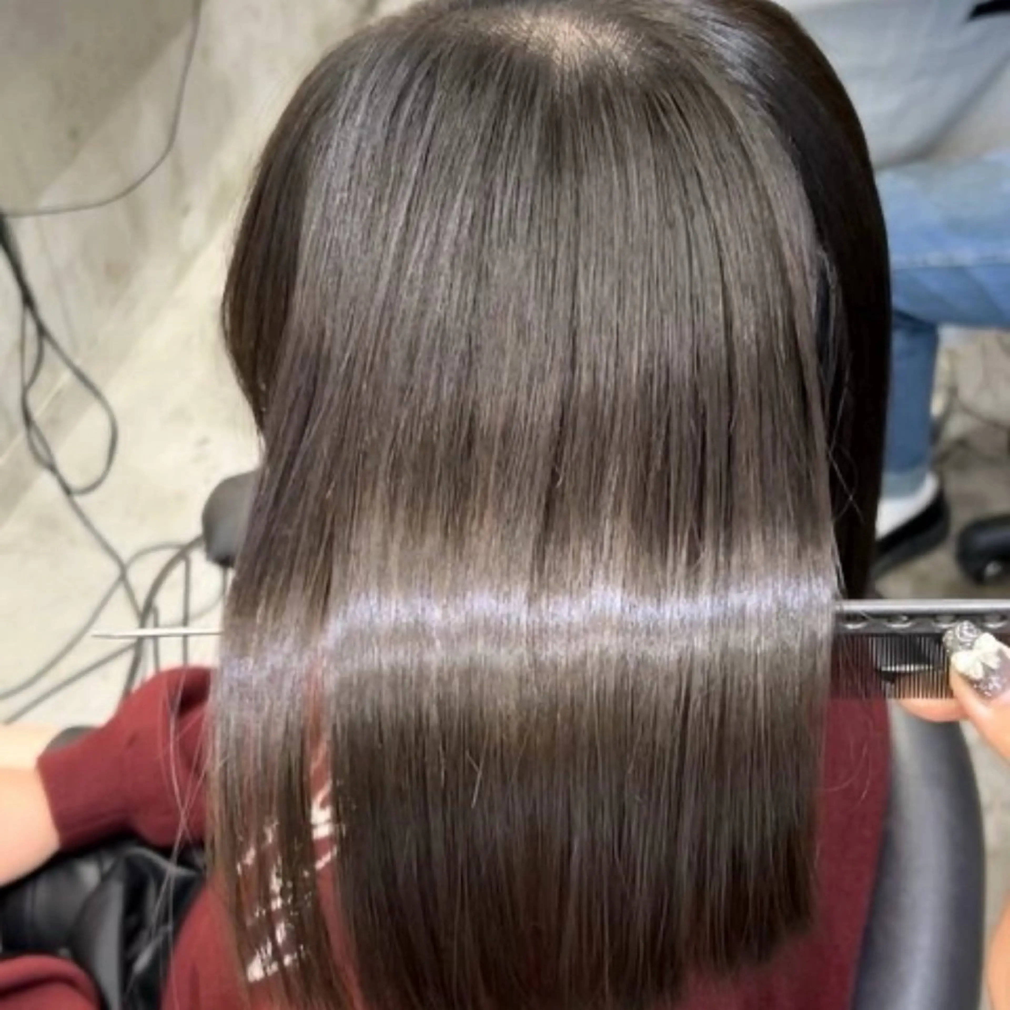 ミディアム 髪質改善 縮毛矯正 カット ヘアカラー 縮毛矯正 トリートメント ボブ/くびれボブ/ 髪質改善/Ru-kaのヘアスタイル