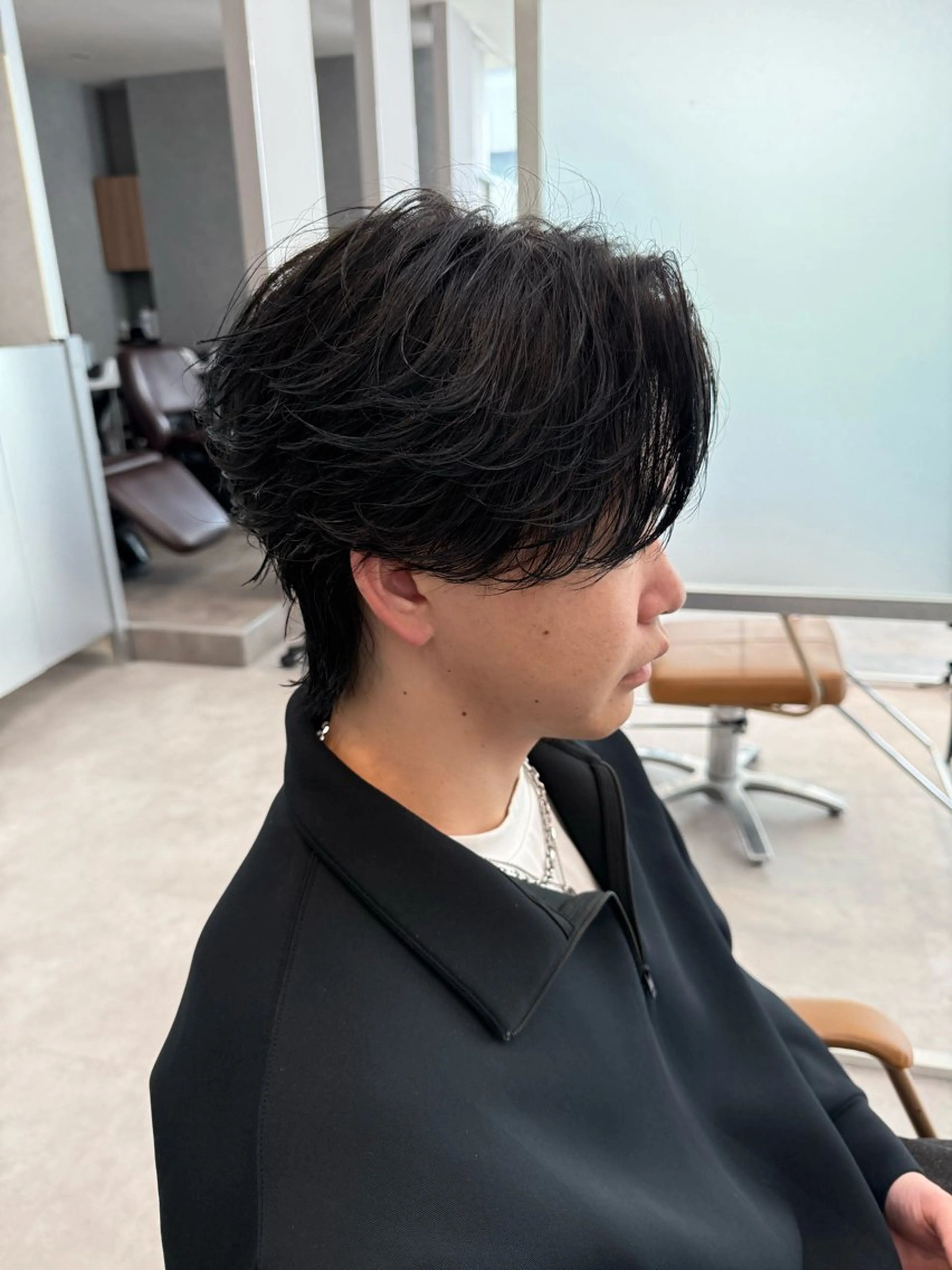 ミディアム パーマ メンズ ミディアムパーマ センターパート フェザーパーマ メンズパーマ メンズウルフカット カット パーマ メンズパーマ職人/ 天神/tatsukiのヘアスタイル