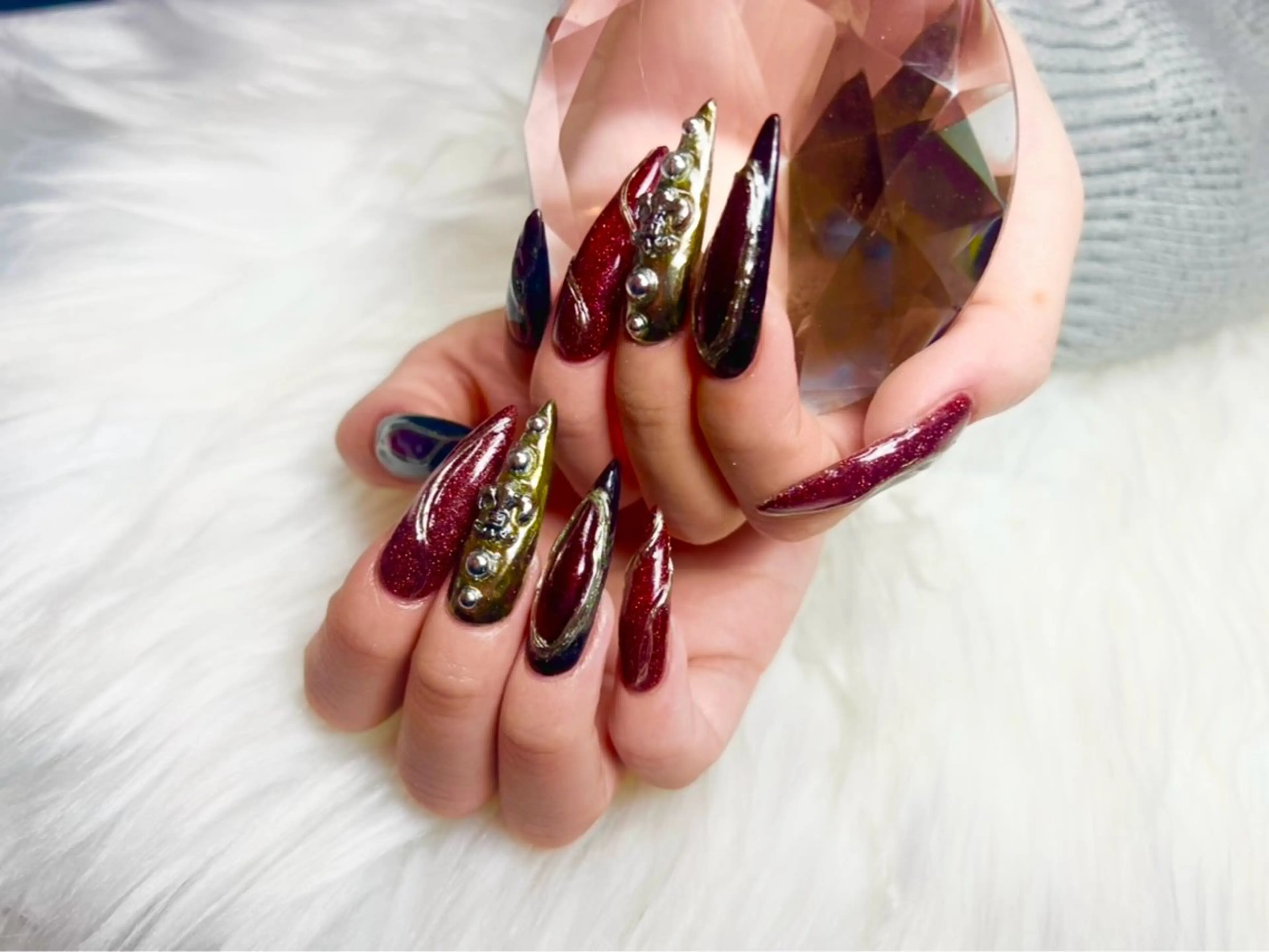 ネイル ラメ(グリッター) ミラーネイル スカルプネイル ネイルチップ ハンドネイル Nail & Divination Salon Splendore所属・齋藤 千聖のネイルデザイン