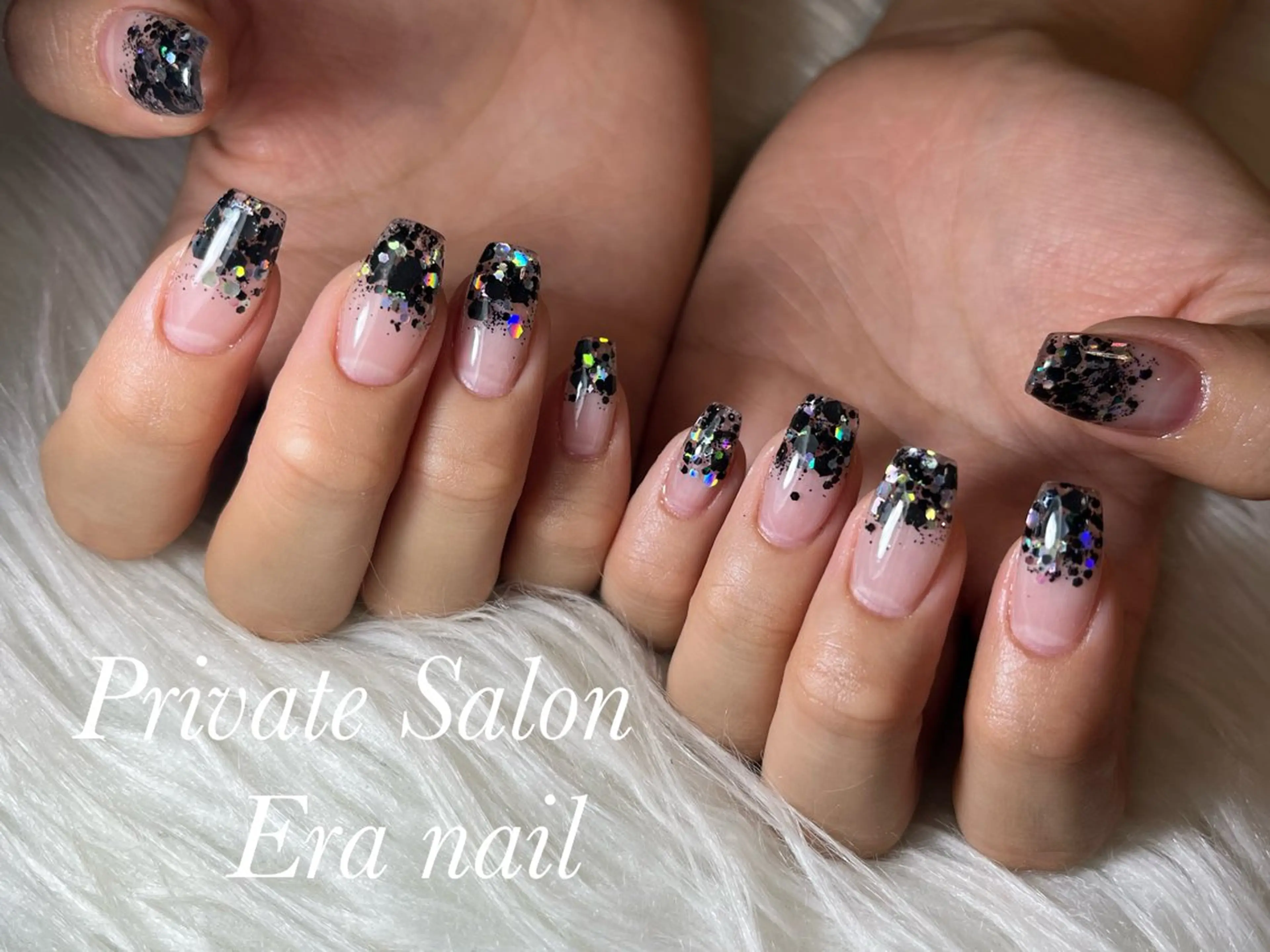 ネイル グラデーション ラメ(グリッター) ラメグラデーション スカルプネイル Era nailのネイルデザイン