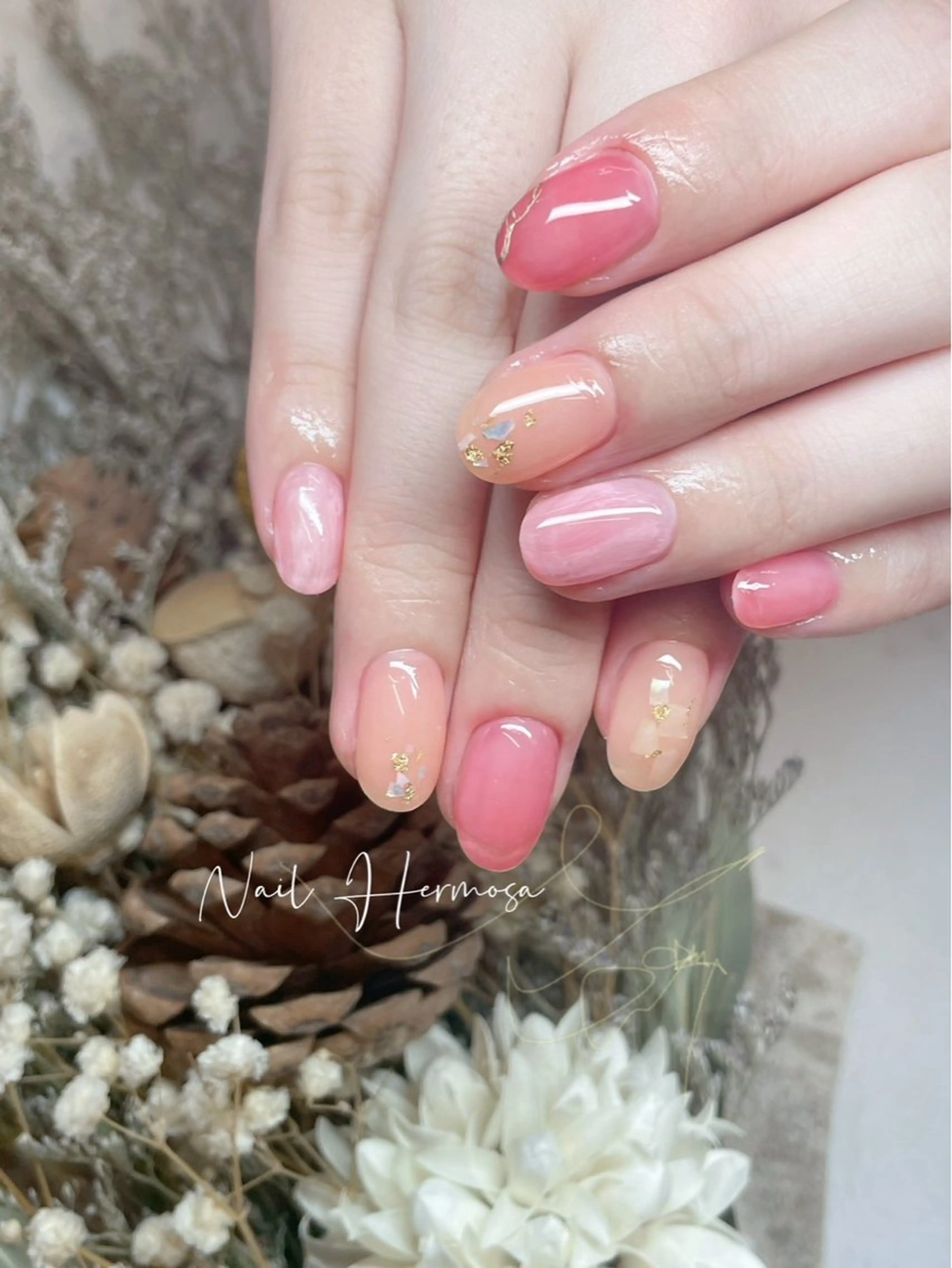 ネイル 長さ出し フラッシュネイル フットネイル ジェルネイル マグネットネイル ハンドネイル エルモサ YURIKAのネイルデザイン