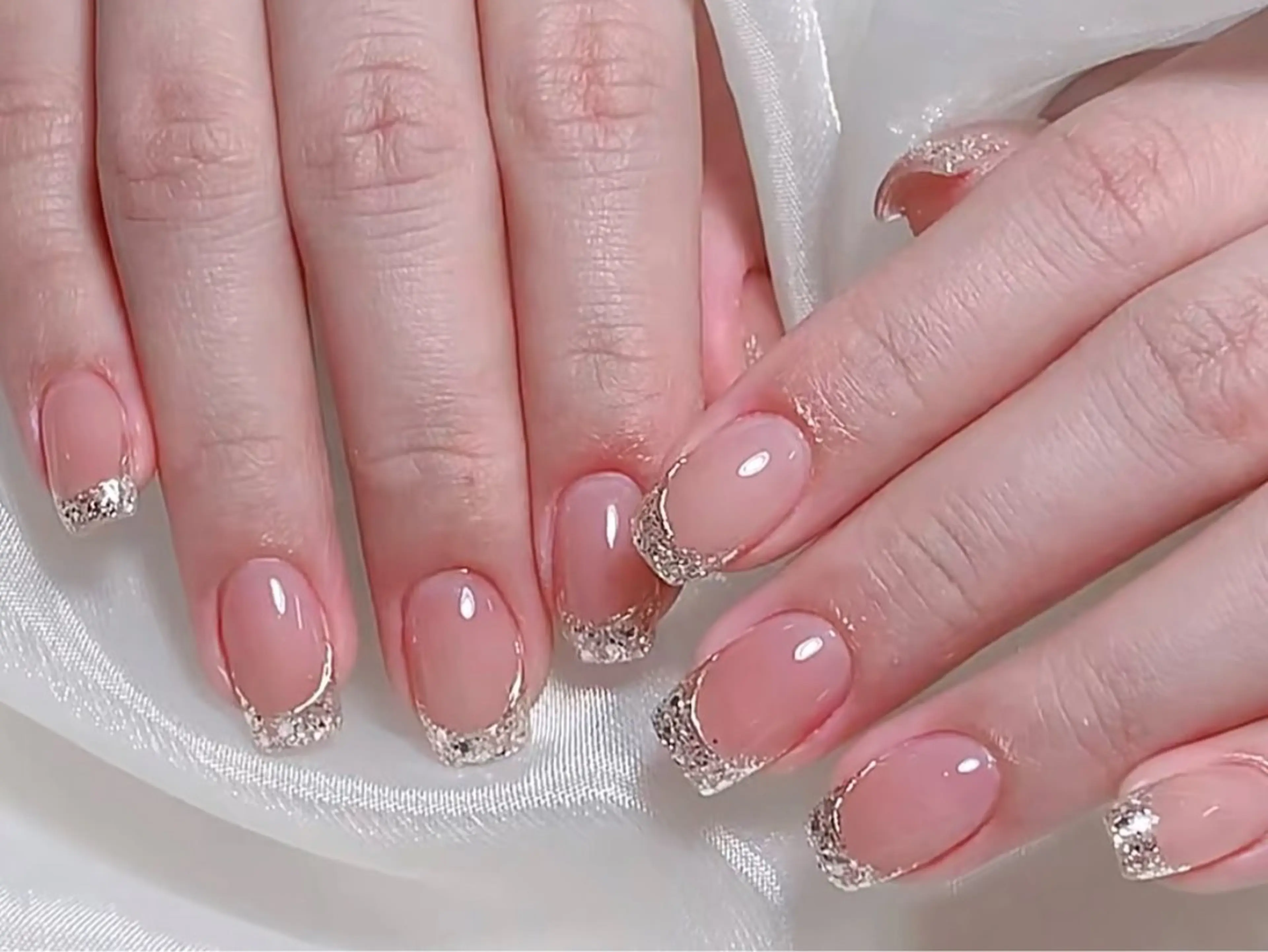 ⭐️10本ガラスフレンチ/ミラーフレンチ⭐️ 《自爪/オフ別料金》の写真