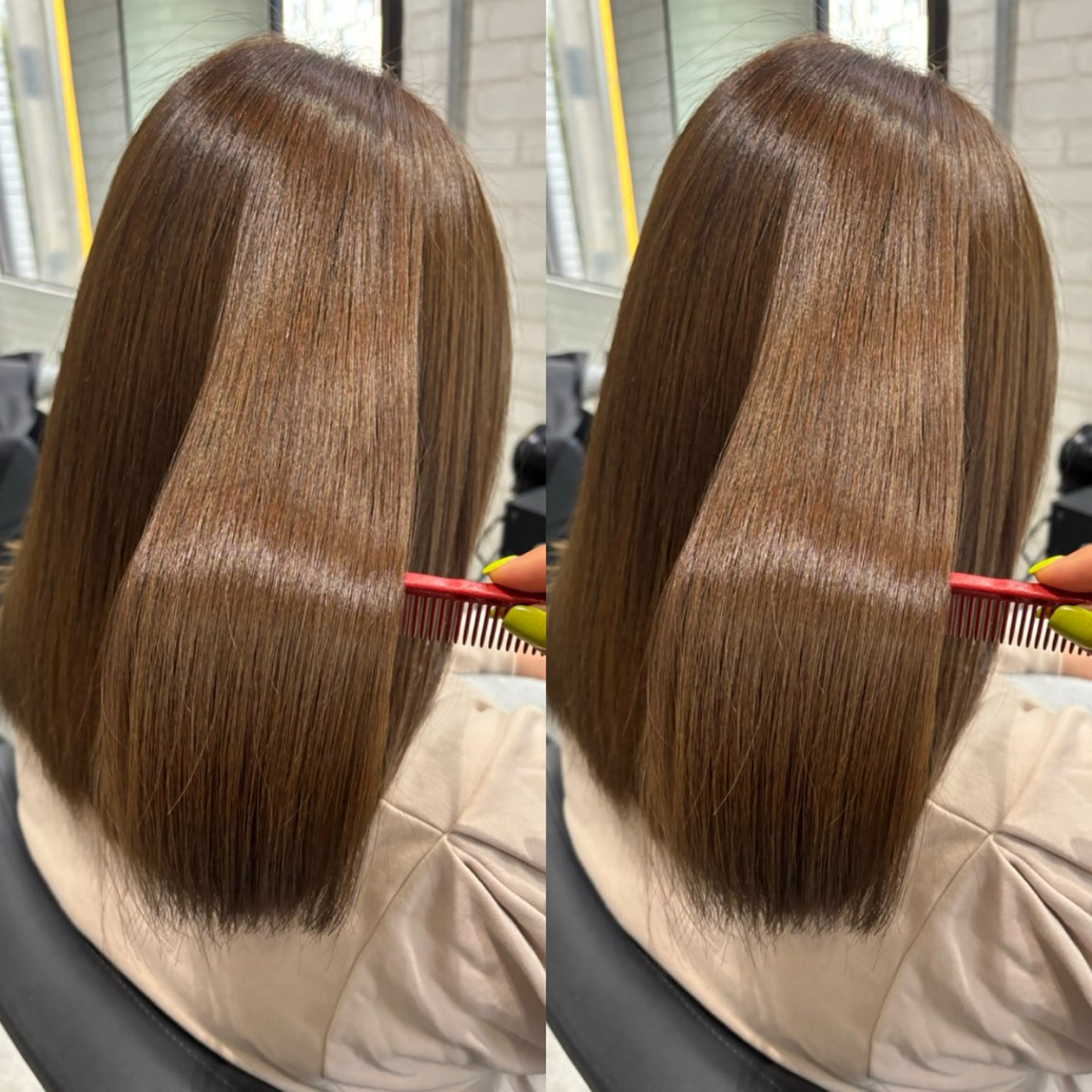 ミディアム カラー ヘアアレンジ カット ヘアカラー トリートメント kei/透明感カラー /ベージュ/髪質改善のヘアスタイル