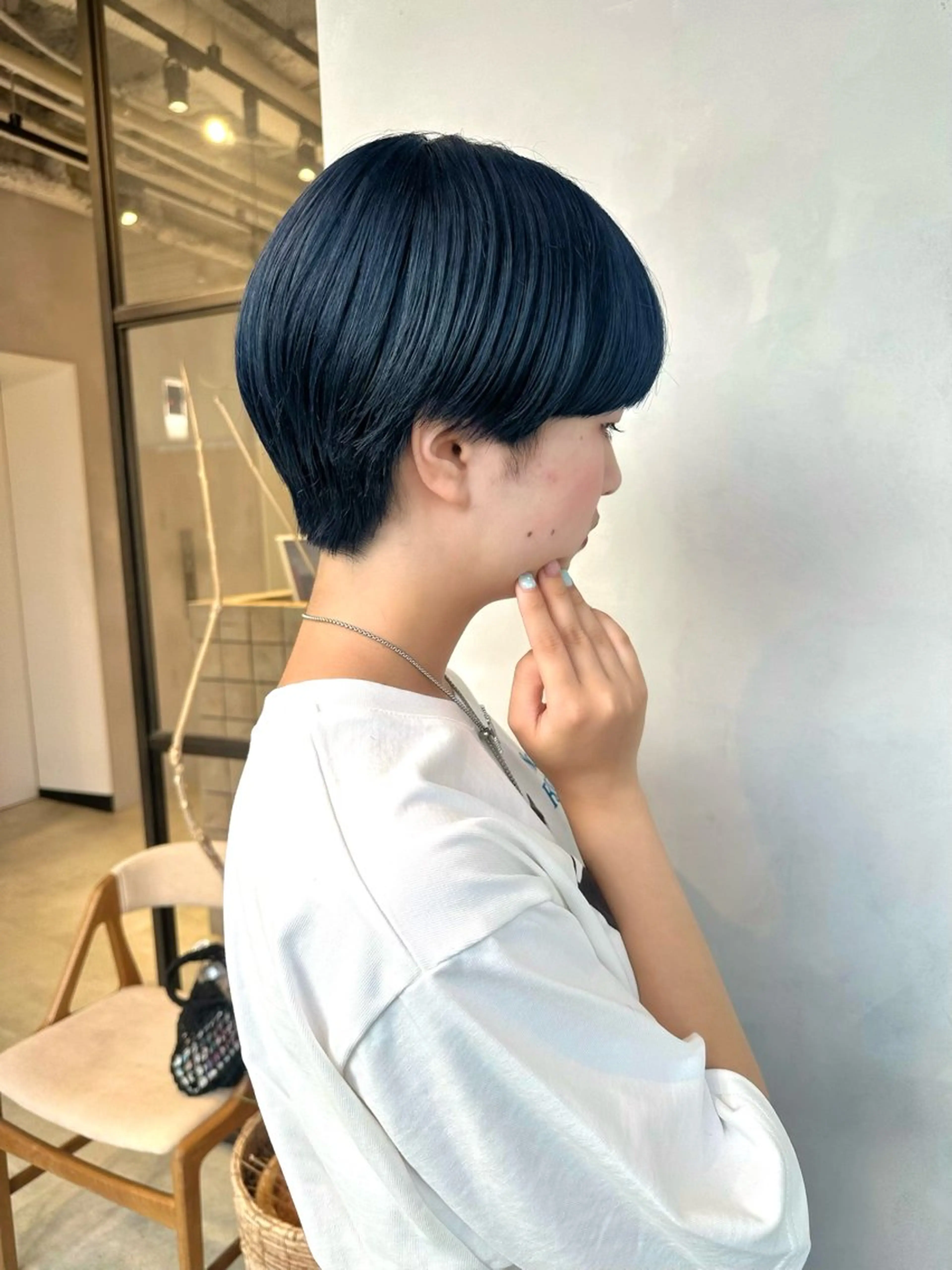 ショート カラー ハンサムショート ブリーチ ネイビーカラー ショートヘア カット ヘアカラー トリートメント ハイトーン/ショート /akane🐰♥️のヘアスタイル