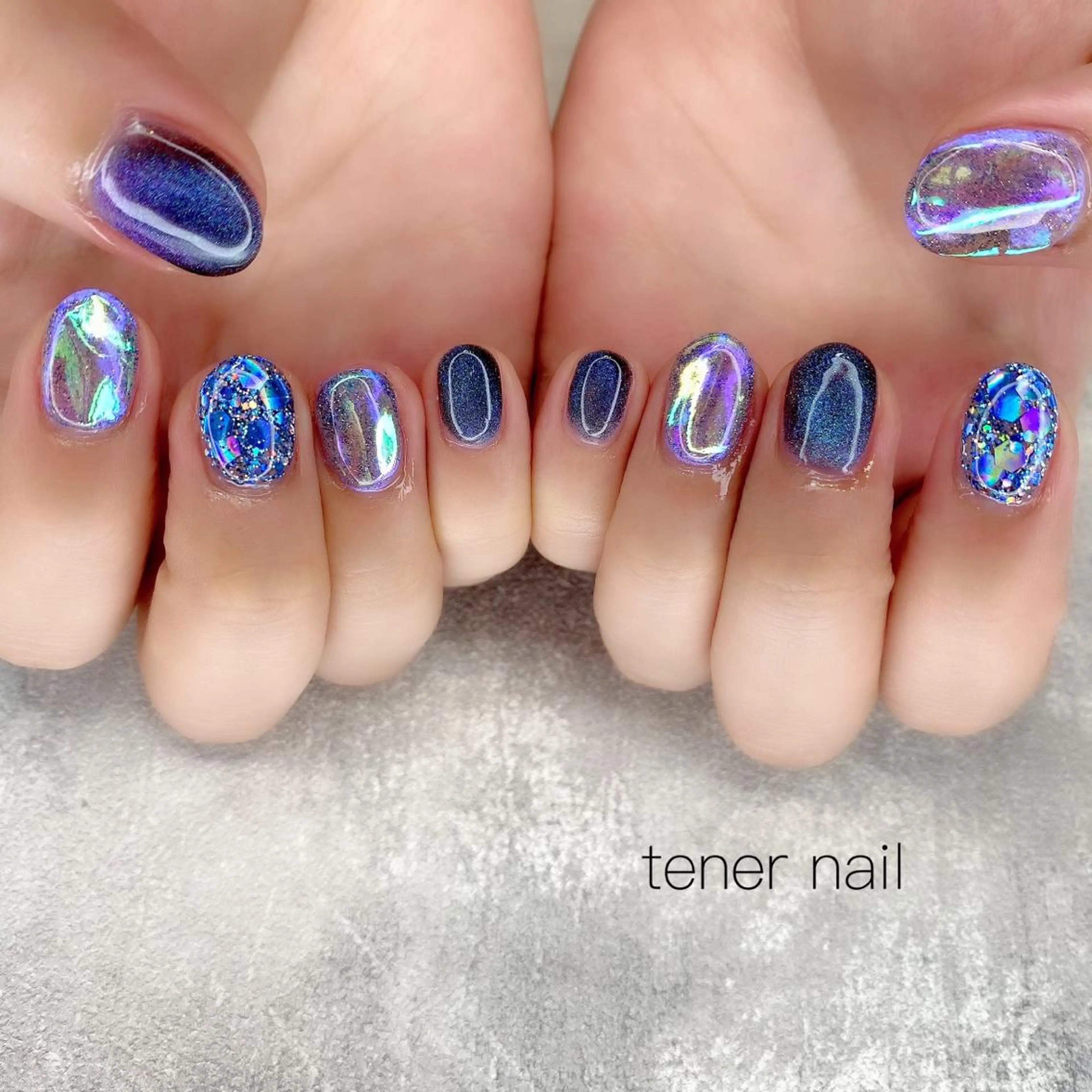 ネイル ブルー 氷ネイル・うるうるネイル tener  nail  テネルネイル所属・テネルネイル tener nailのネイルデザイン