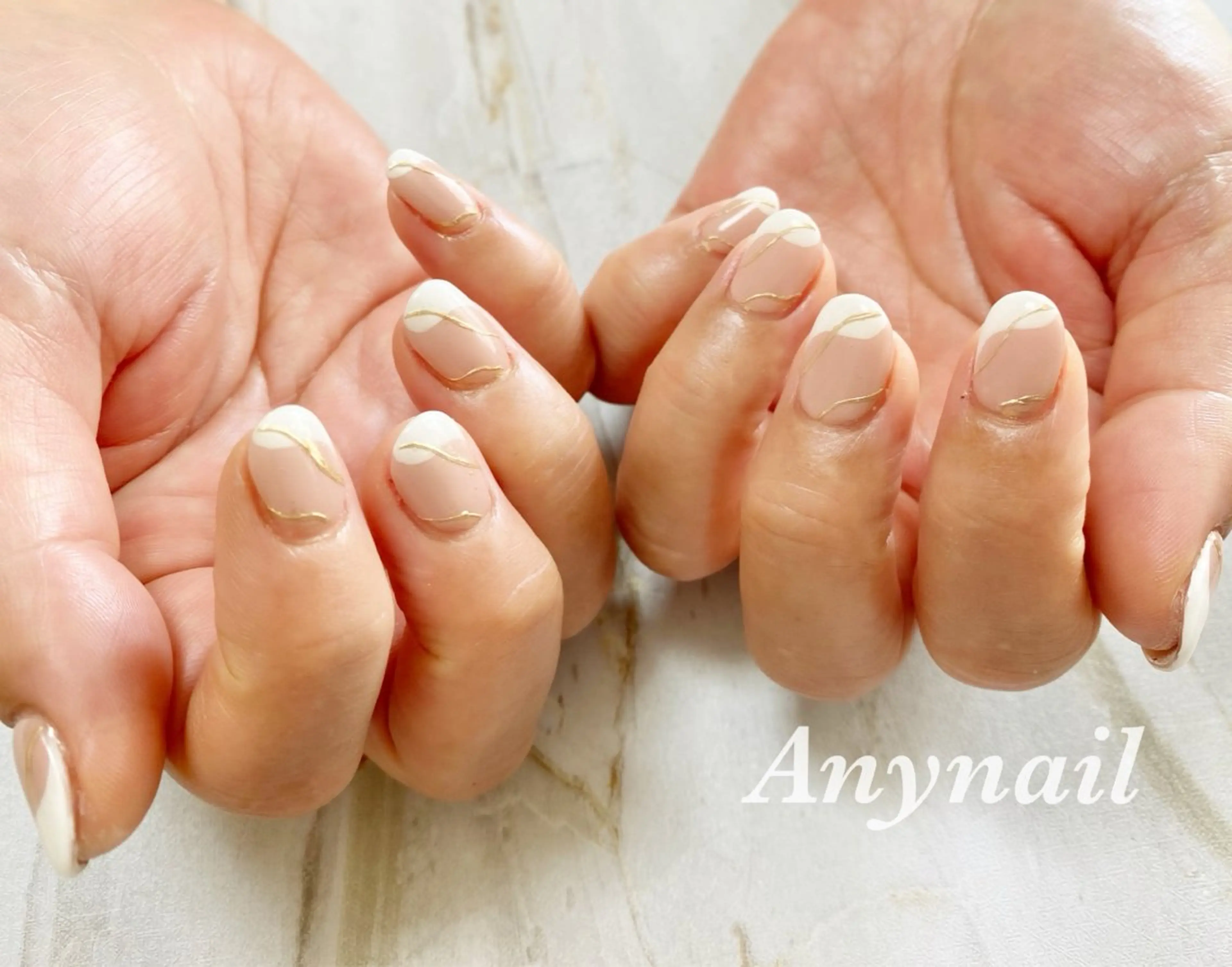 ネイル アートネイル ブルー フレンチネイル ミラーネイル ハンドネイル 岩澤 恵子のネイルデザイン