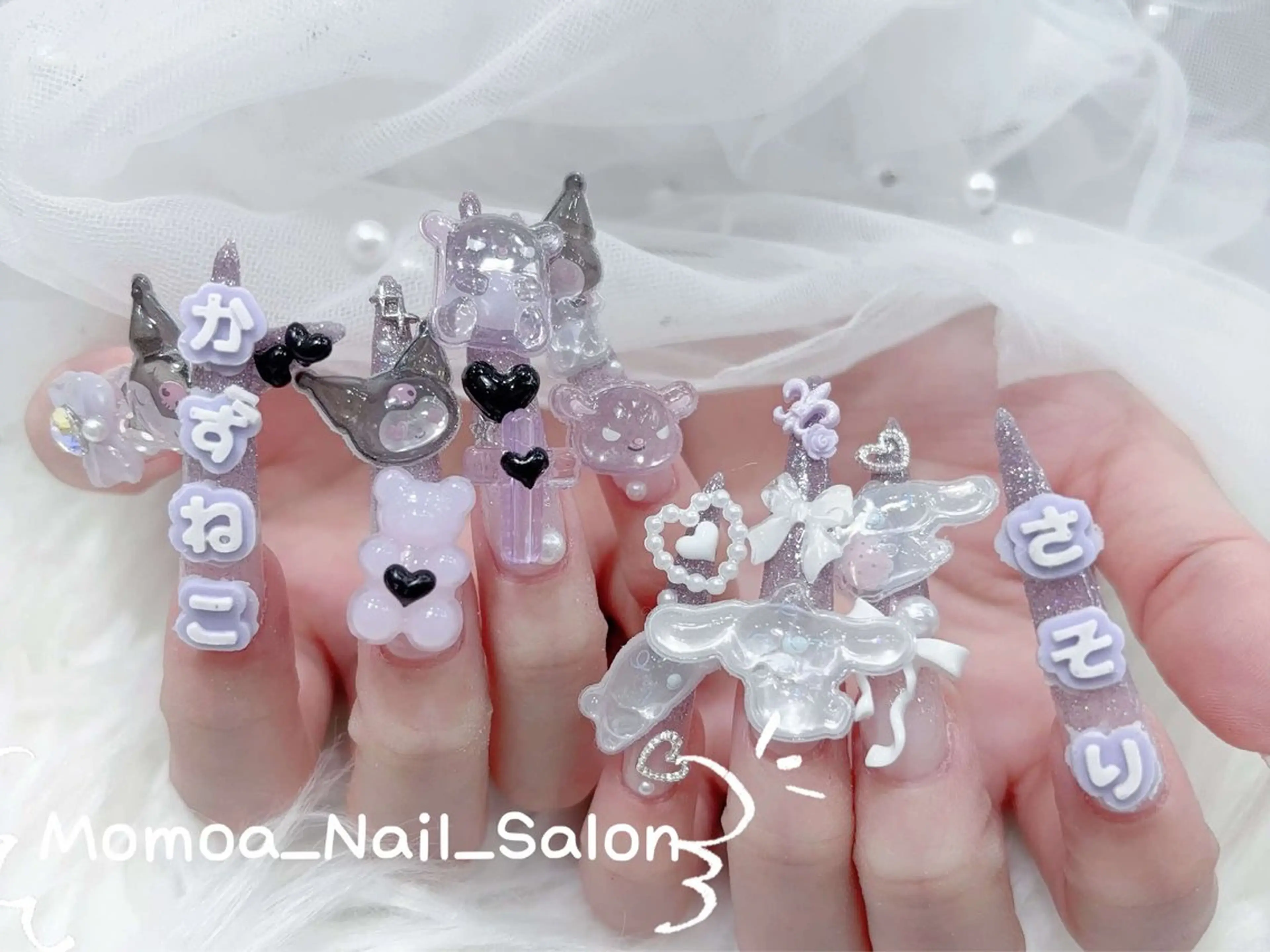 ネイル ハロウィン キラキラネイル 韓国ネイル スカルプネイル ハンドネイル MoMoA Nail ネイル長さ出し専門店のネイルデザイン