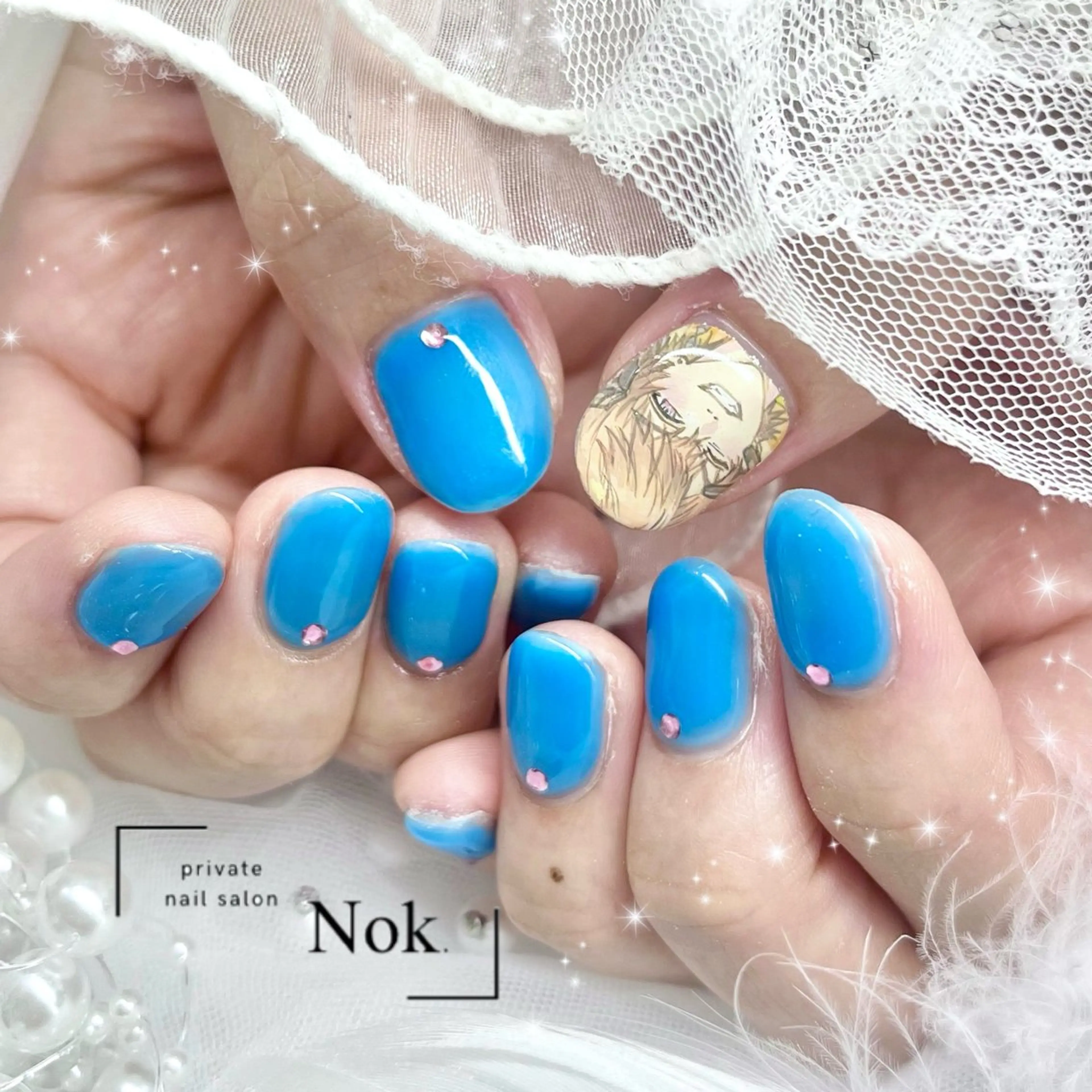 ネイル ストーンネイル ハンドネイル 池袋痛ネイル Nok. 渡辺のネイルデザイン