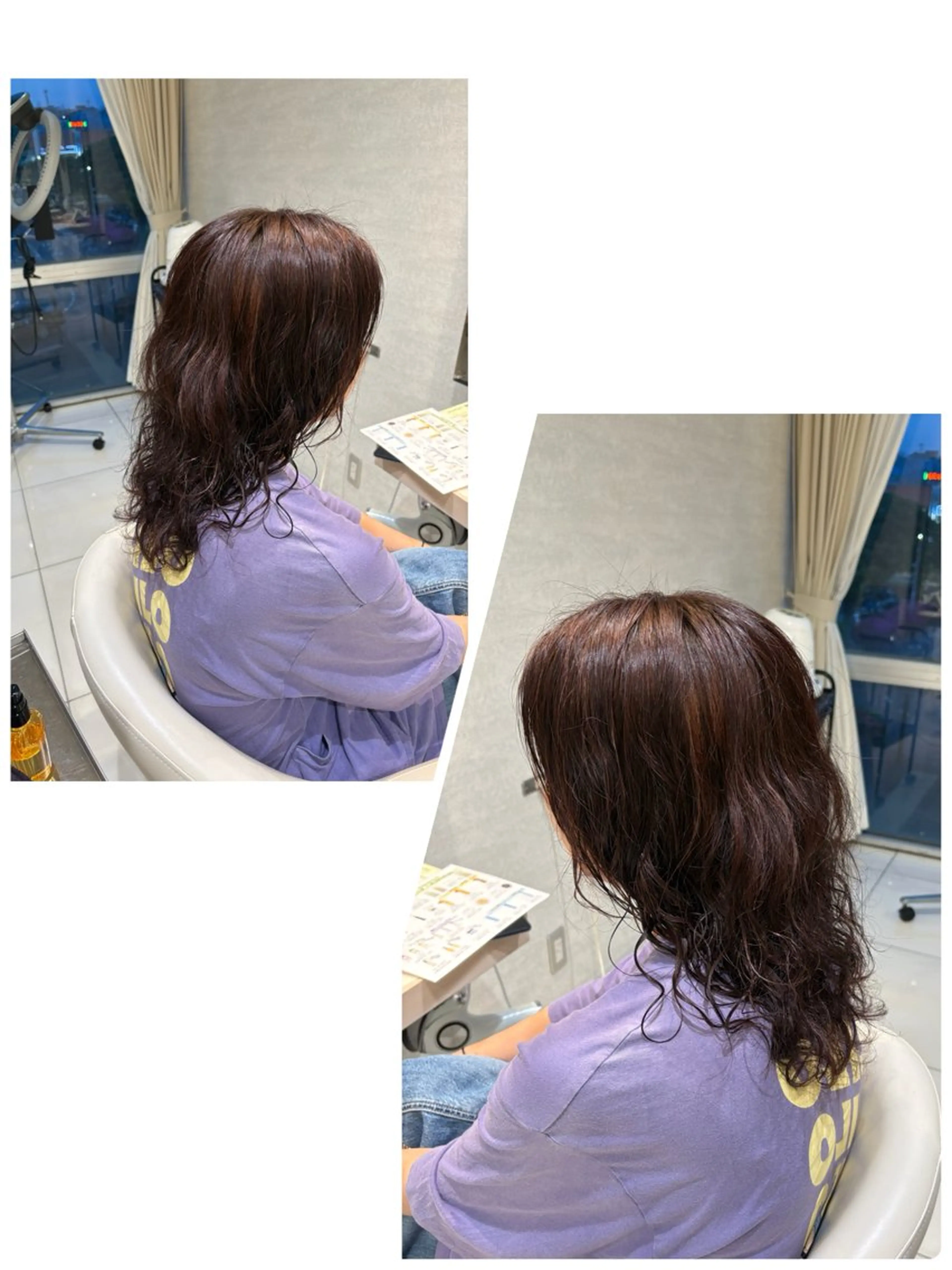 ロング カラー パーマ トリートメント カット トリートメント 🦉西野 🦊真裕のヘアスタイル