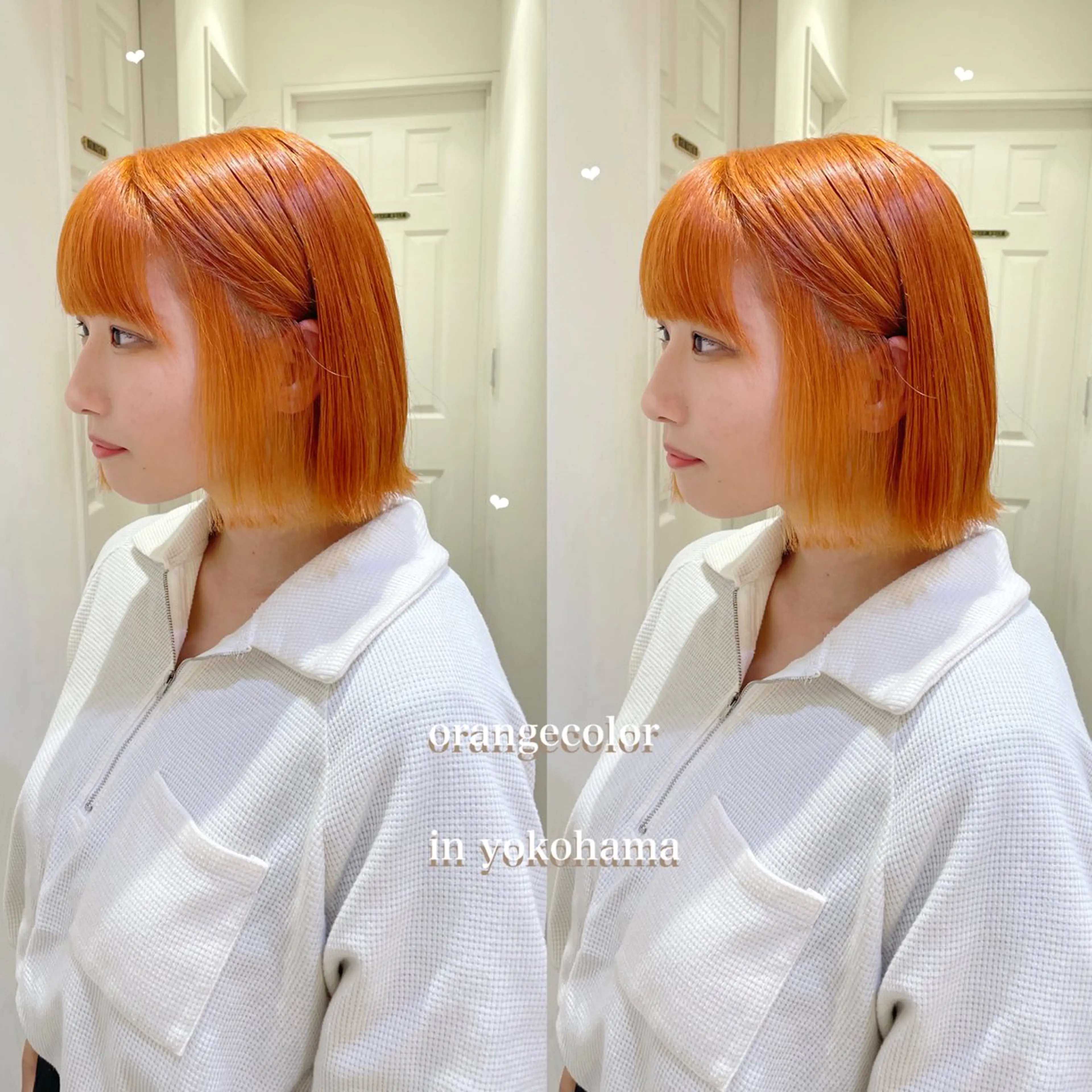 ミディアム カラー ベージュカラー 透明感カラー ハイトーンカラー オレンジ オレンジベージュ ヘアカラー エクステ/ハイトーン 🐏☁️miminaのヘアスタイル
