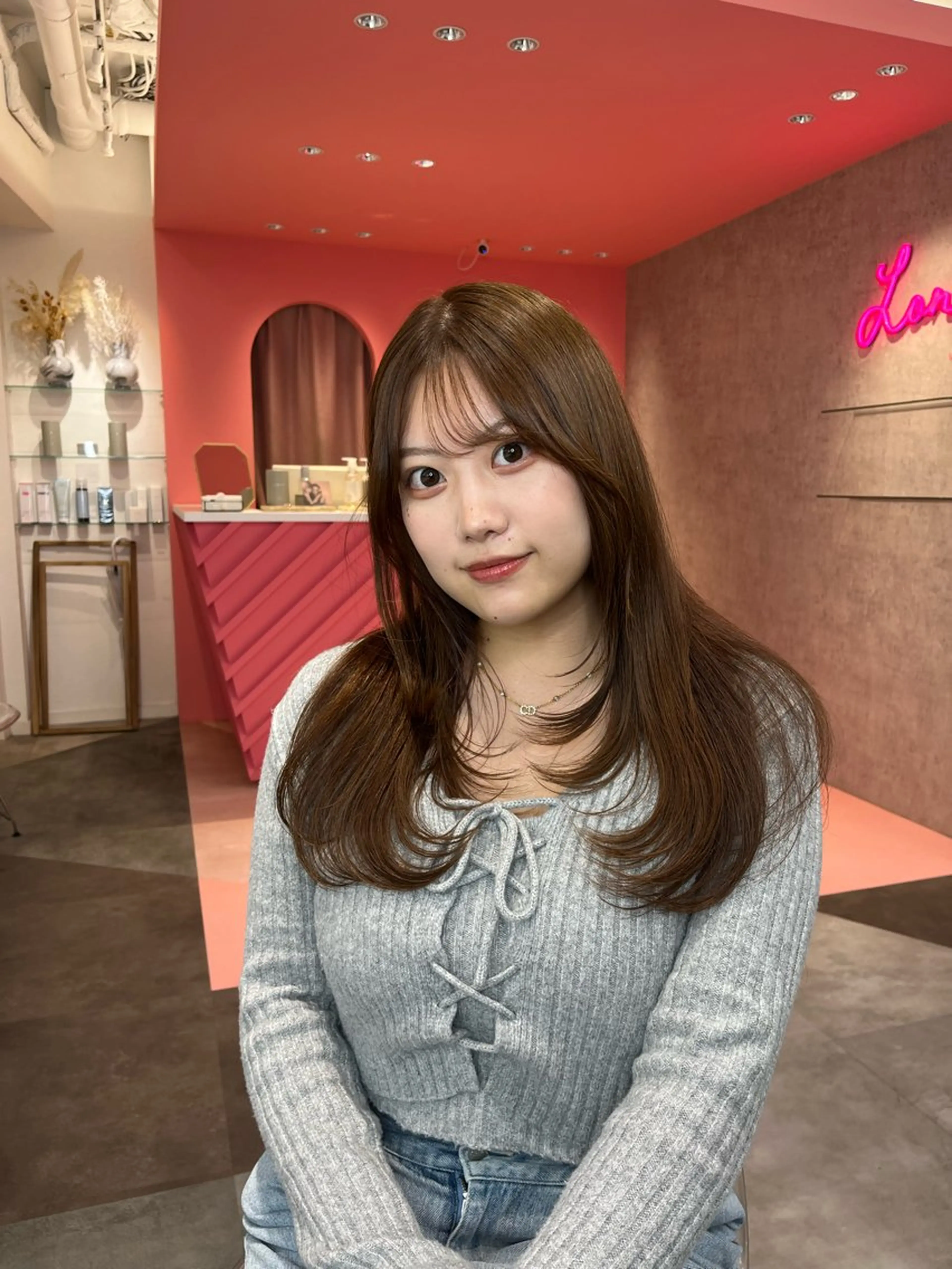 ミディアム カラー 山崎/ボブ縮毛矯正 レイヤー髪質改善のヘアスタイル