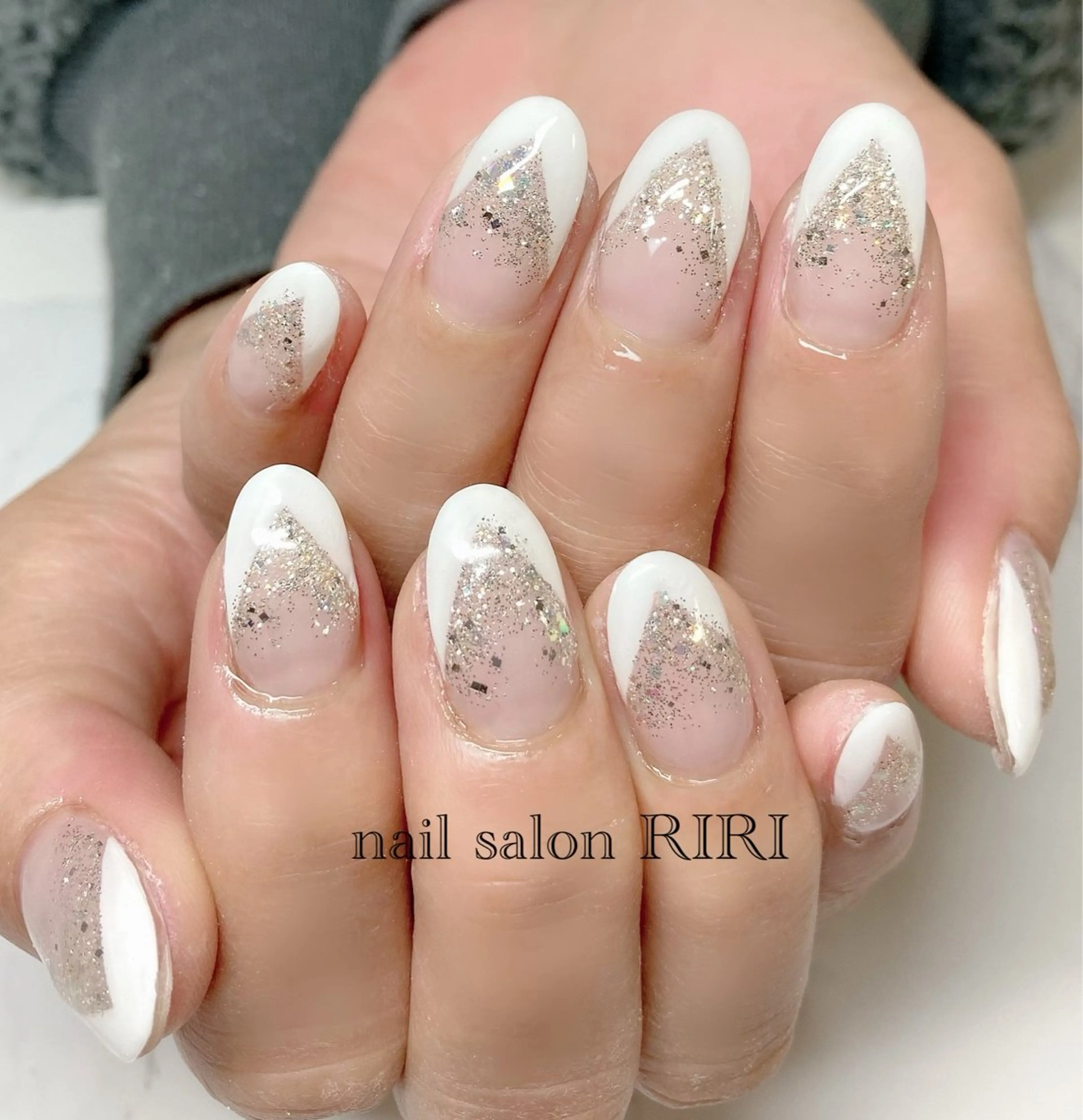 ネイル フレンチネイル ラメ(グリッター) private  nail  salon RIRI所属・RIRI リリのネイルデザイン